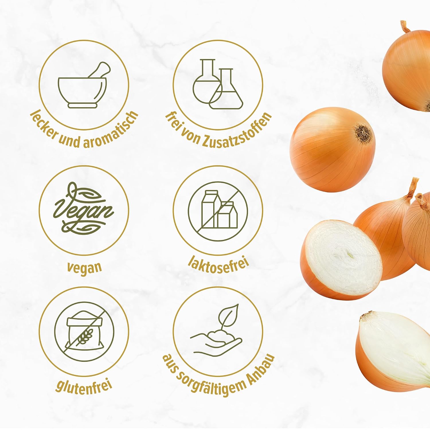 Detalle de Monte Nativo Zwiebelpulver gemahlen (500 g) – 100% rein, schonend getrocknet