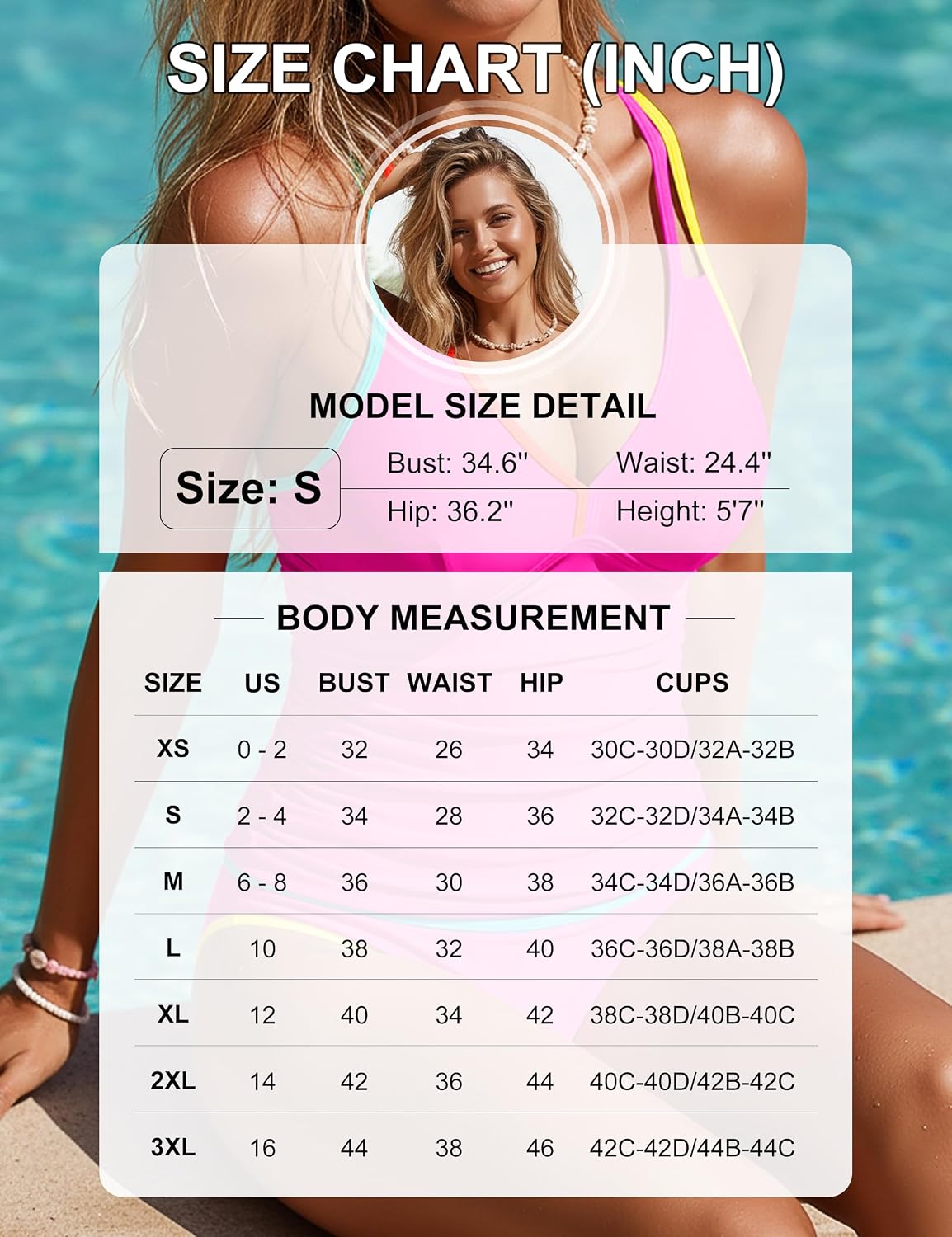 Detalle de Blooming Jelly Color-Block Tummy Control Tankini Swimsuit for Women (V-Neck Two-Piece with Shorts)
