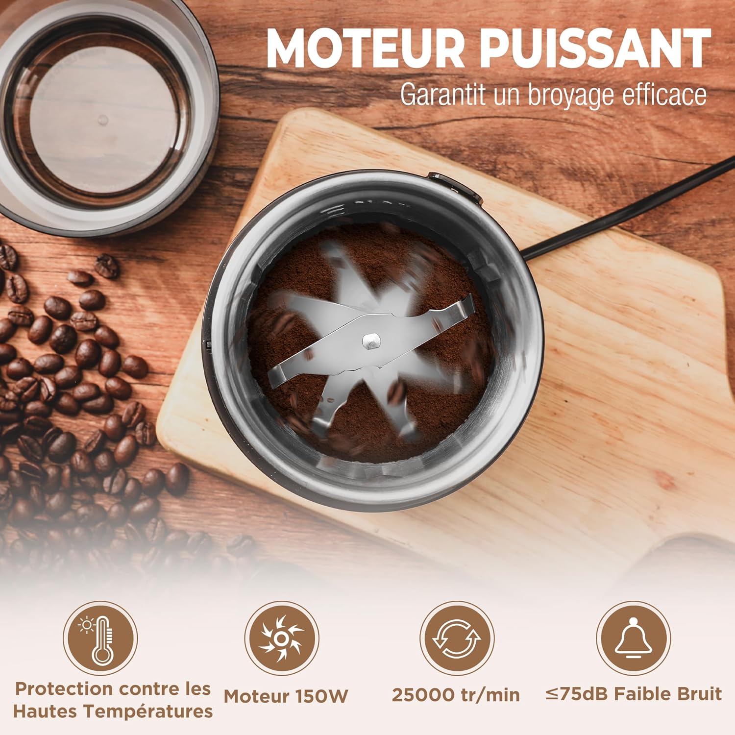 Detalle 2 de HAUSHOF Moulin à café 150 W ⚙