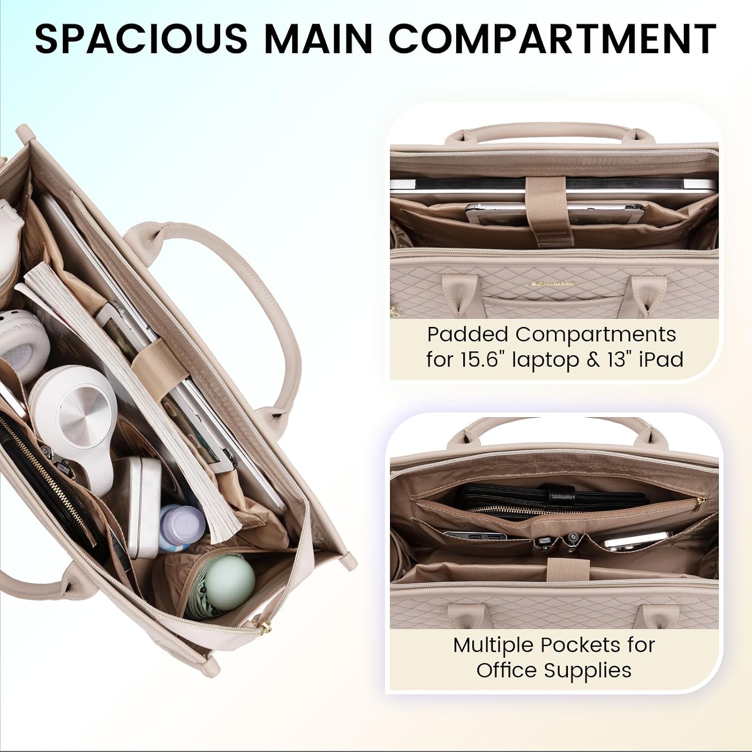 Thumbnail 2 de LOVEVOOK Laptoptasche 15,6 Zoll – Große, vielseitige Damen-Handtasche mit Schutz, Wasserabweisend und verstellbarem Tragegurt