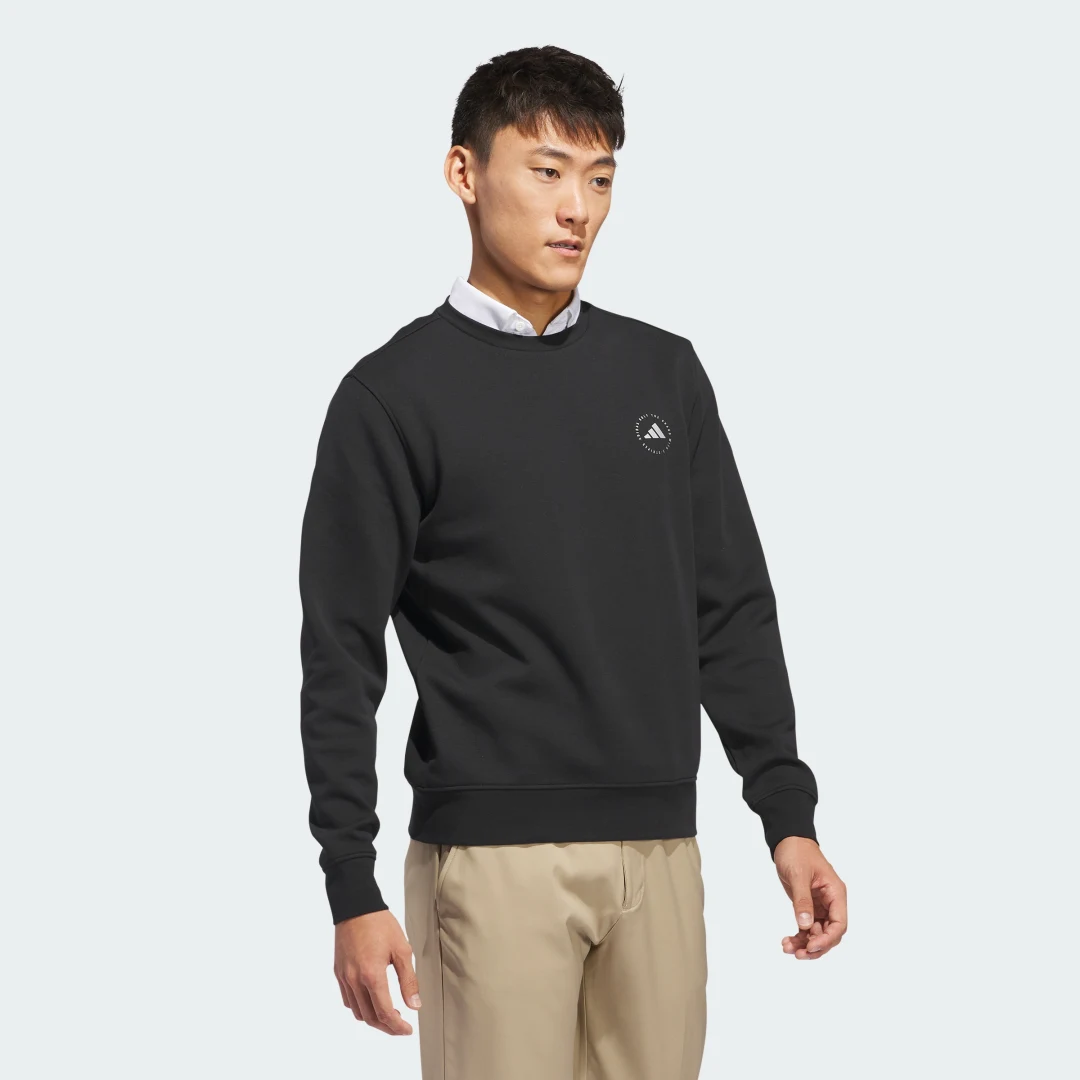 Detalle de Sudadera cuello redondo Adidas – negra, comodidad y estilo para uso diario