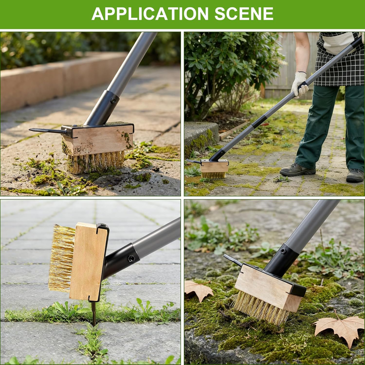 Thumbnail 5 de Draome Weed Removal Brush & Moss Remover Tool Set – 2 Sets with Replaceable Heads and 63" Reach