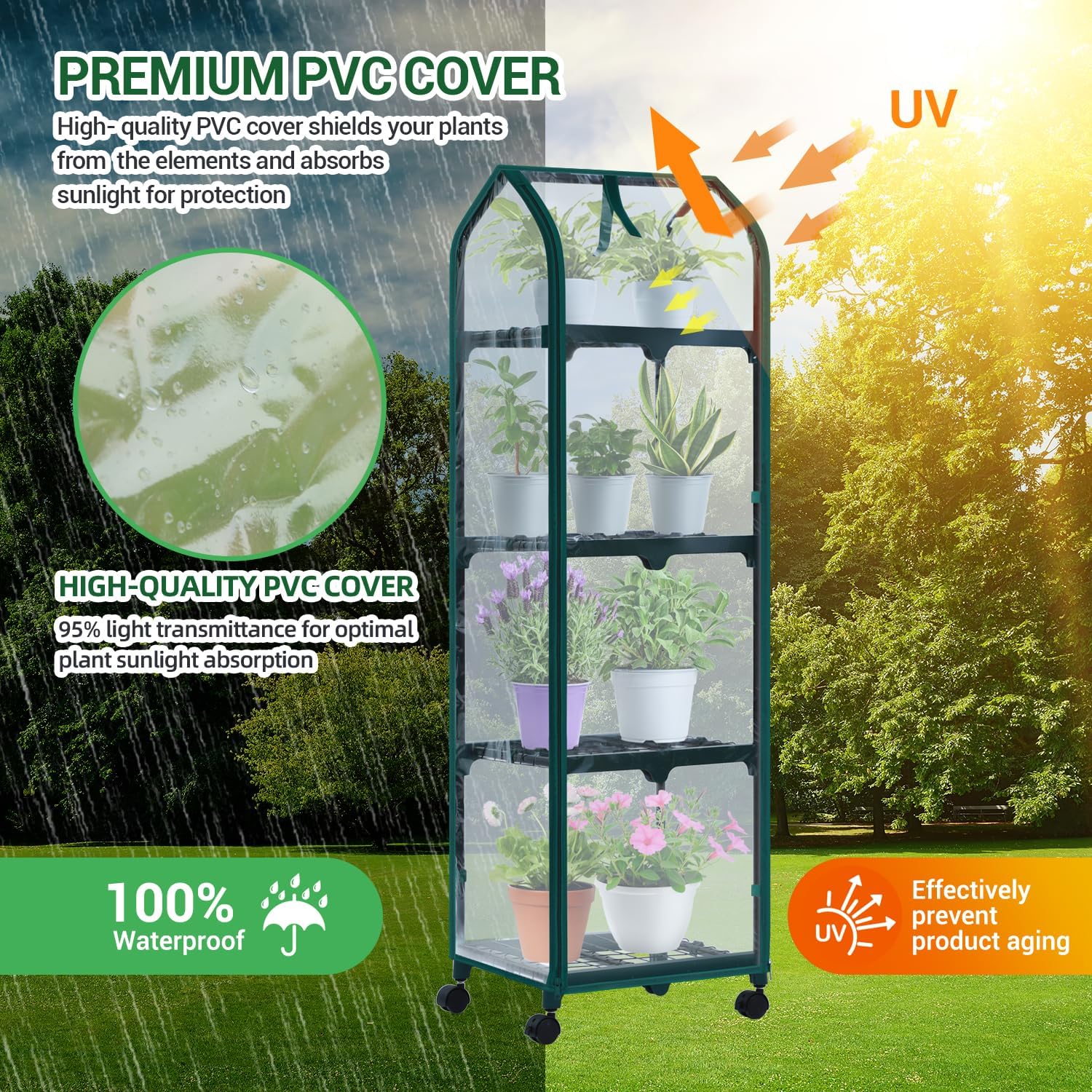 Thumbnail 3 de Ohuhu 4 Tier Mini Greenhouse 69x48x162 cm