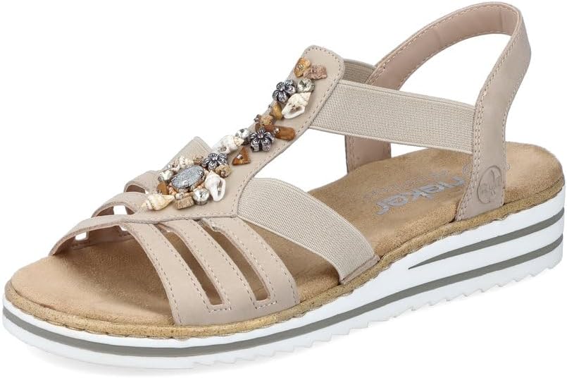 Detalle de Rieker Damen Riemchen-Sandalen V0649-62 Weite E½ – leicht, flexibel und komfortabel