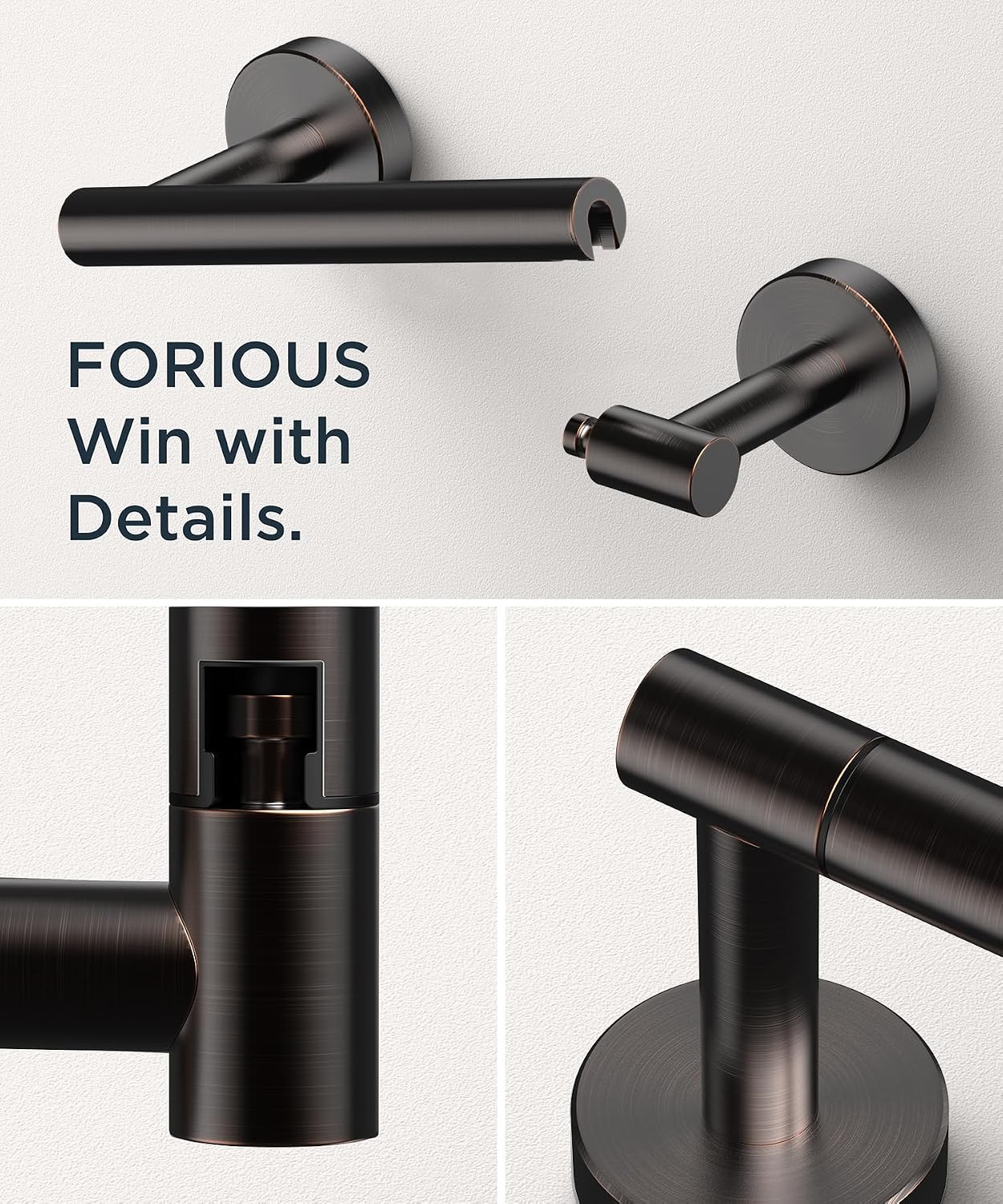 Detalle de FORIOUS FF01124 Pivoting Toilet Paper Holder, Oil-Rubbed Bronze SUS304 Steel