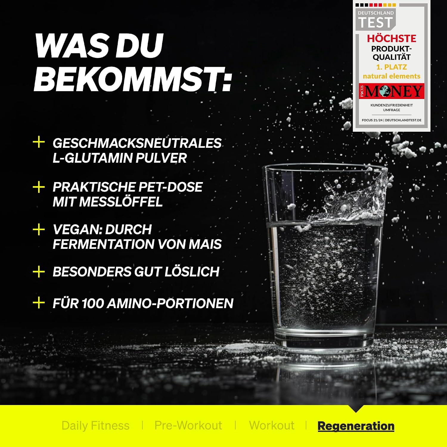 Detalle 2 de natural elements L-Glutamin Pulver – 500 g – hochdosiert