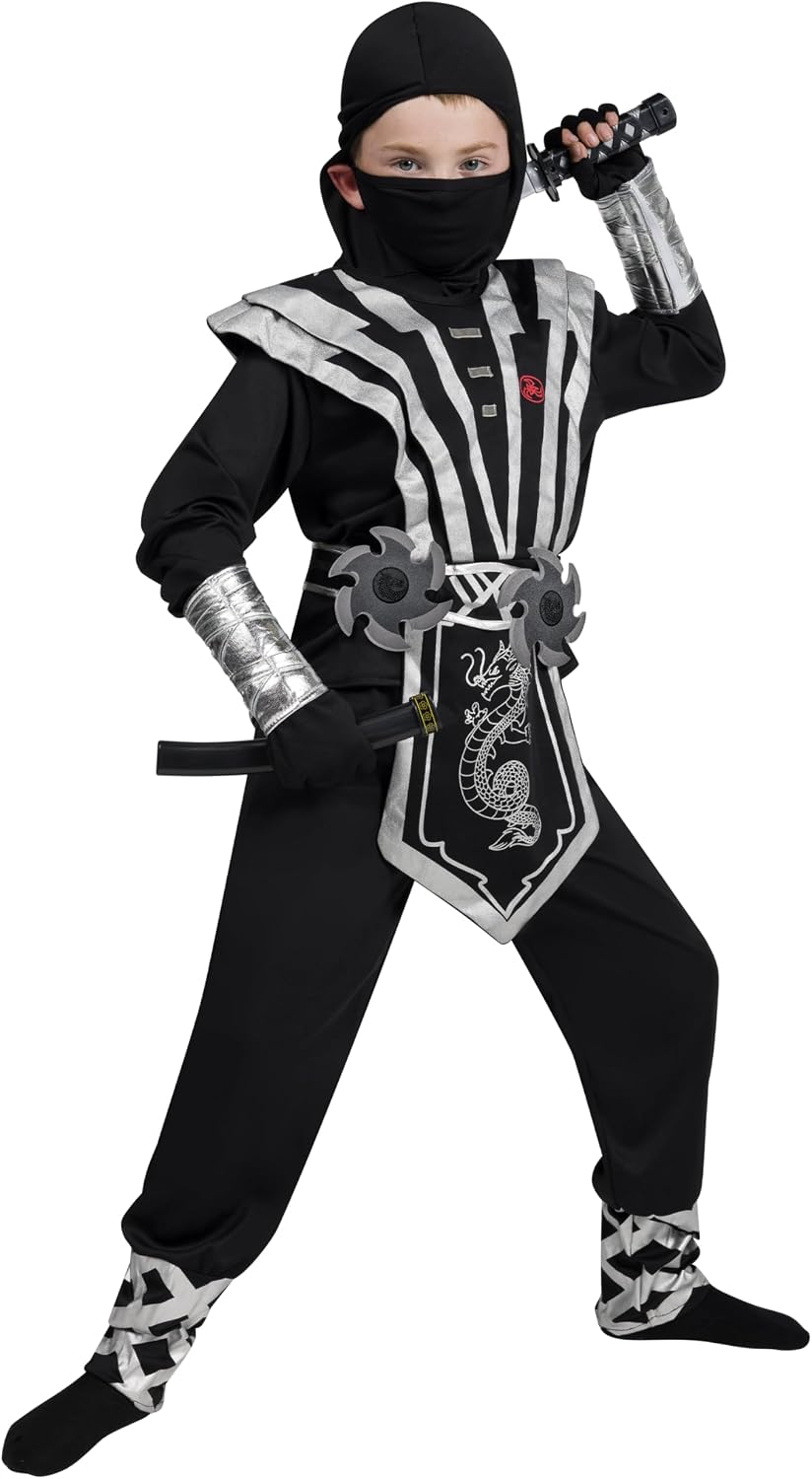 Thumbnail 4 de Spooktacular Creations Silber Ninja Kostüm 9-teilig 🎭