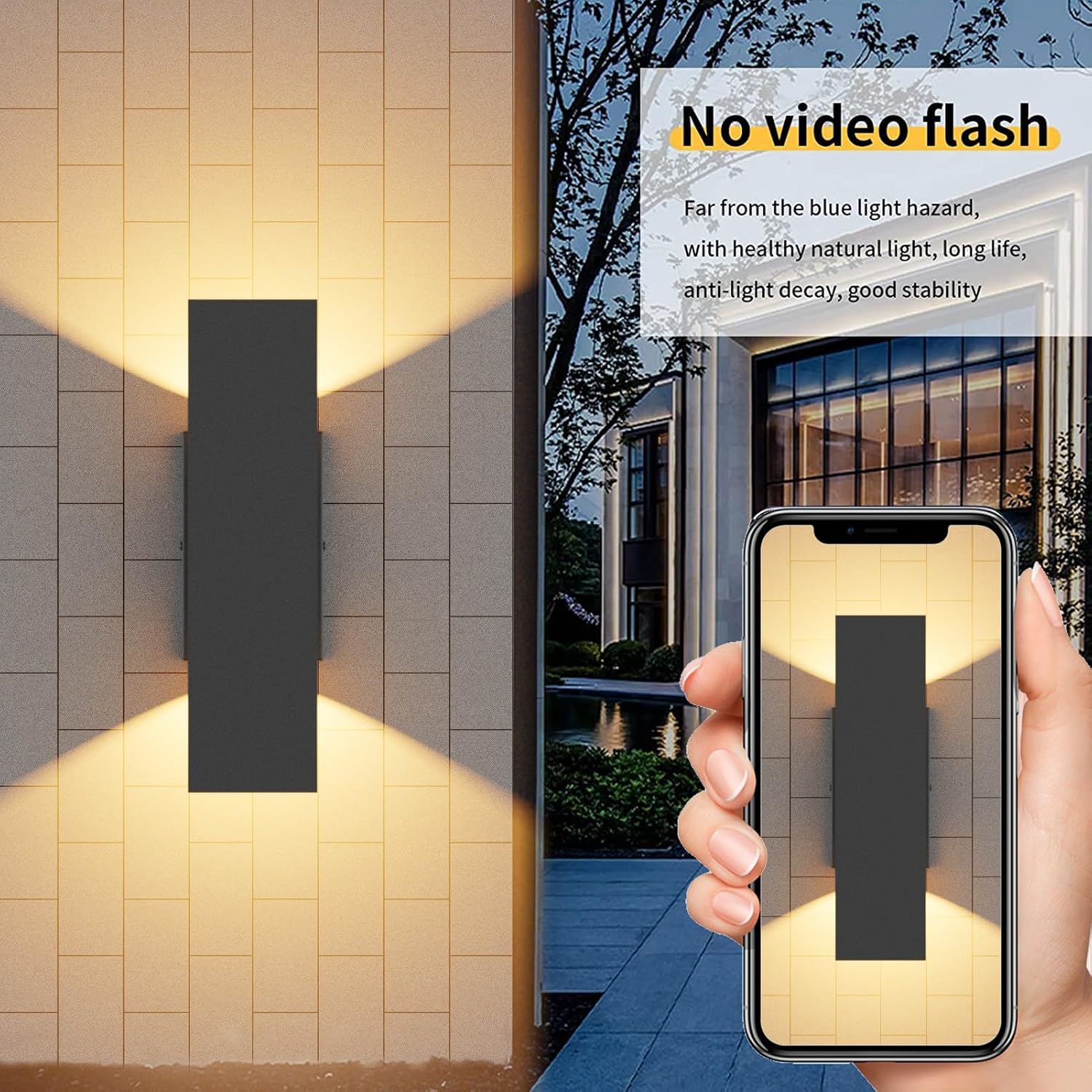 Thumbnail 6 de Aipsun HW507 Outdoor LED Up/Down Wall Sconces, 2-Pack, Black, 3000K, IP65
