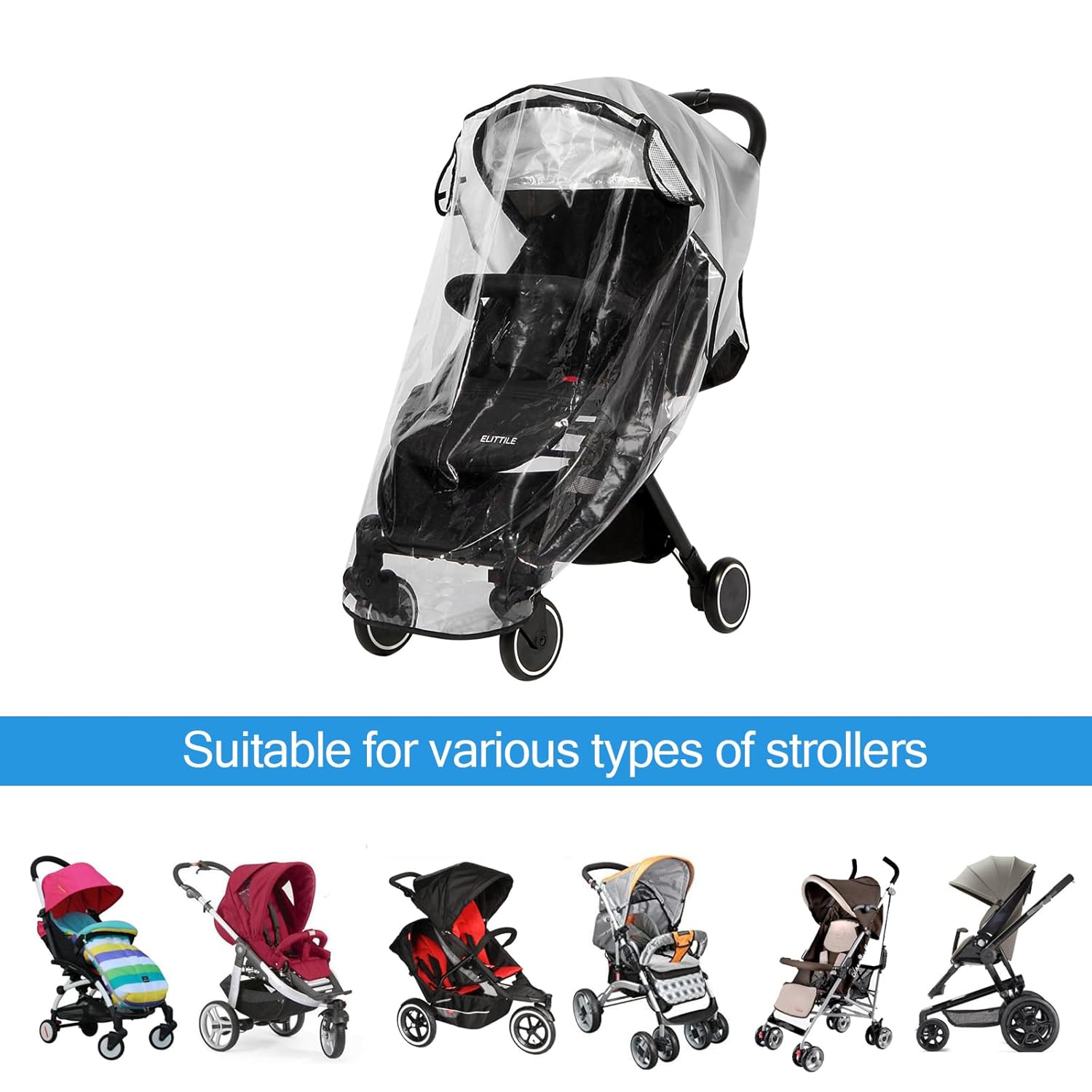Thumbnail 4 de Hrzeem Regenschutz Kinderwagen – Universal Wetterschutz für Buggy & Reise-Kinderwagen