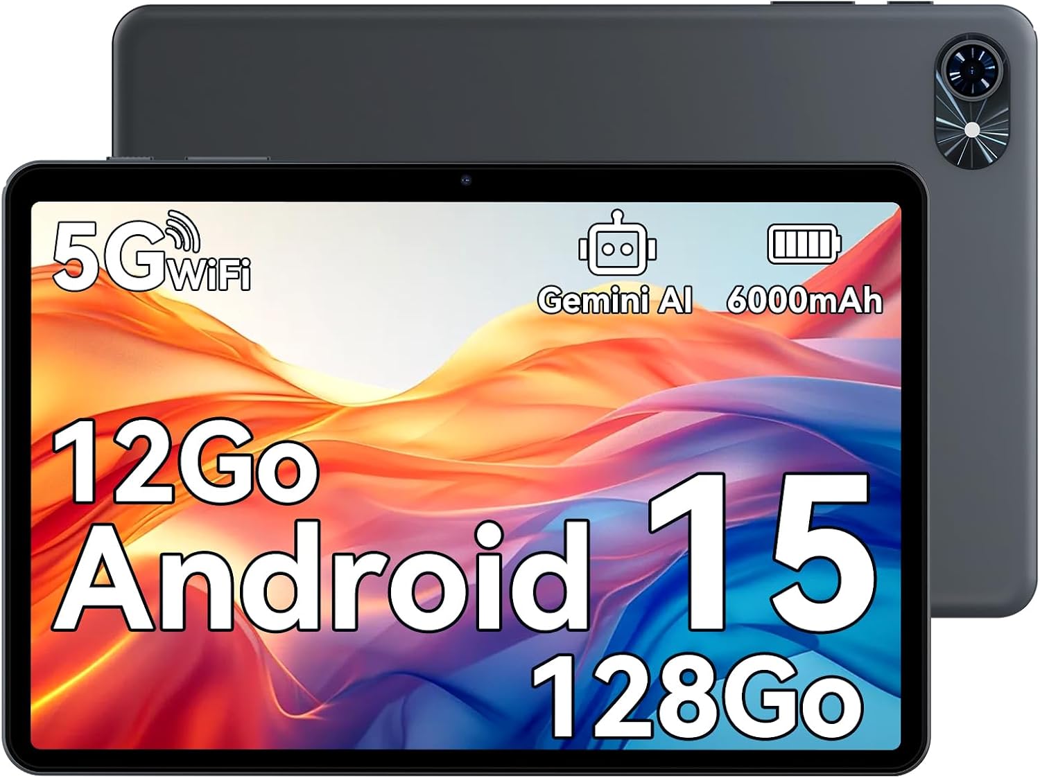 Detalle de TABWEE Android 15 tablette 10" 12 Go + 128 Go (2 To via TF) – 6000 mAh, 5G WiFi et Gemini AI