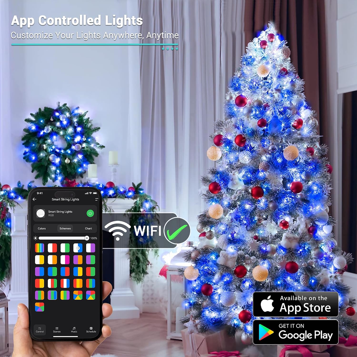 Detalle de Brizled JT-EL/FC300V0300-H10 Smart RGB String Lights, 300 LEDs, Wi-Fi