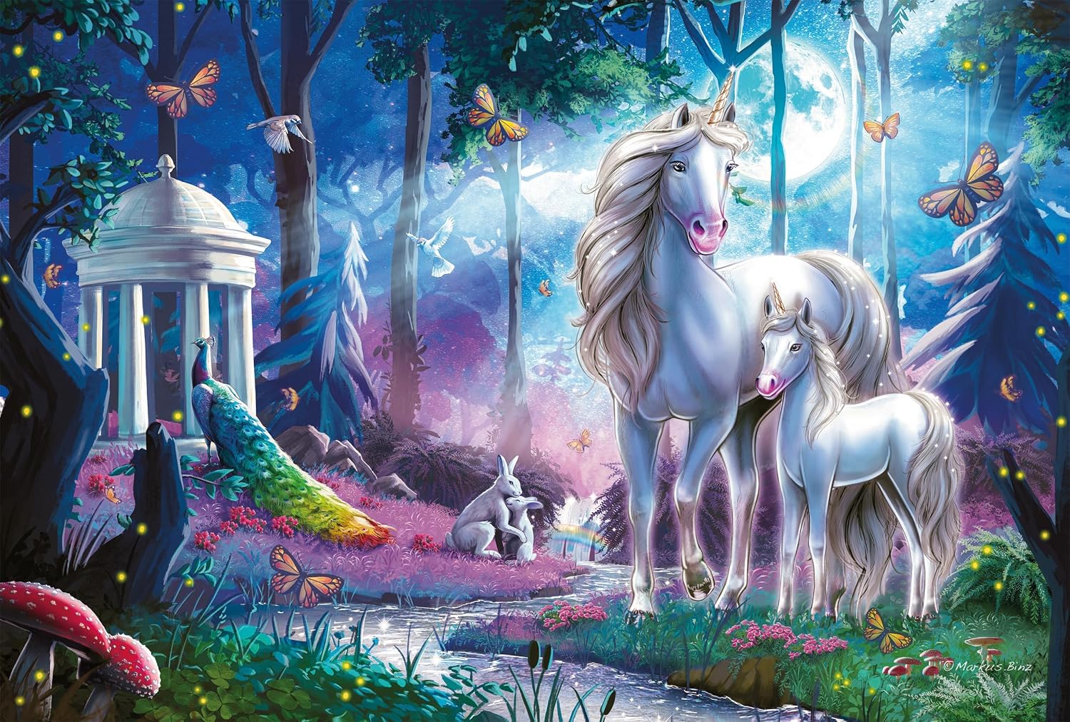 Detalle 2 de Kinderpuzzle Einhornstute mit Fohlen 200 Teile