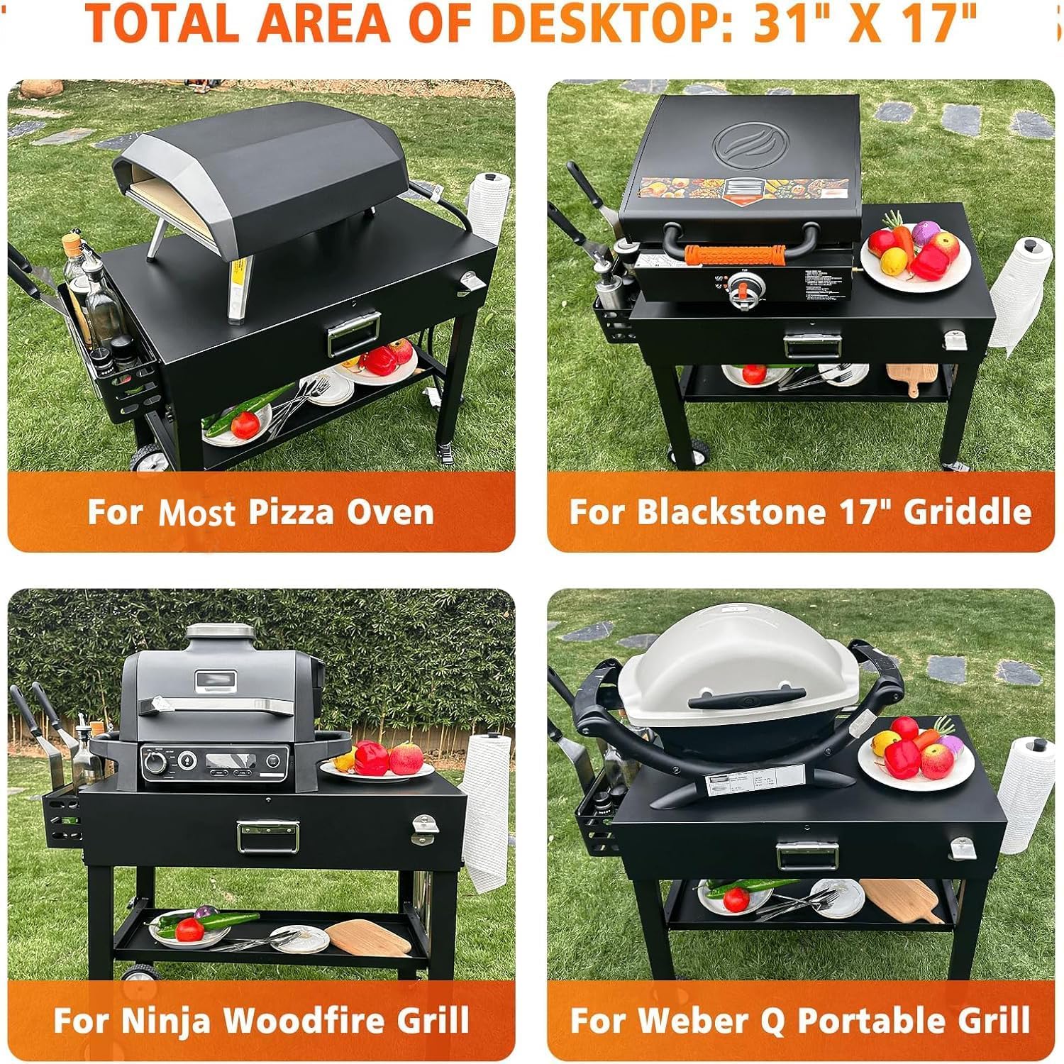 Thumbnail 2 de Hisencn Portable Outdoor Grill Table for Blackstone 43cm & 56cm Griddles – Foldable, Heavy-Duty Prep Cart with Storage