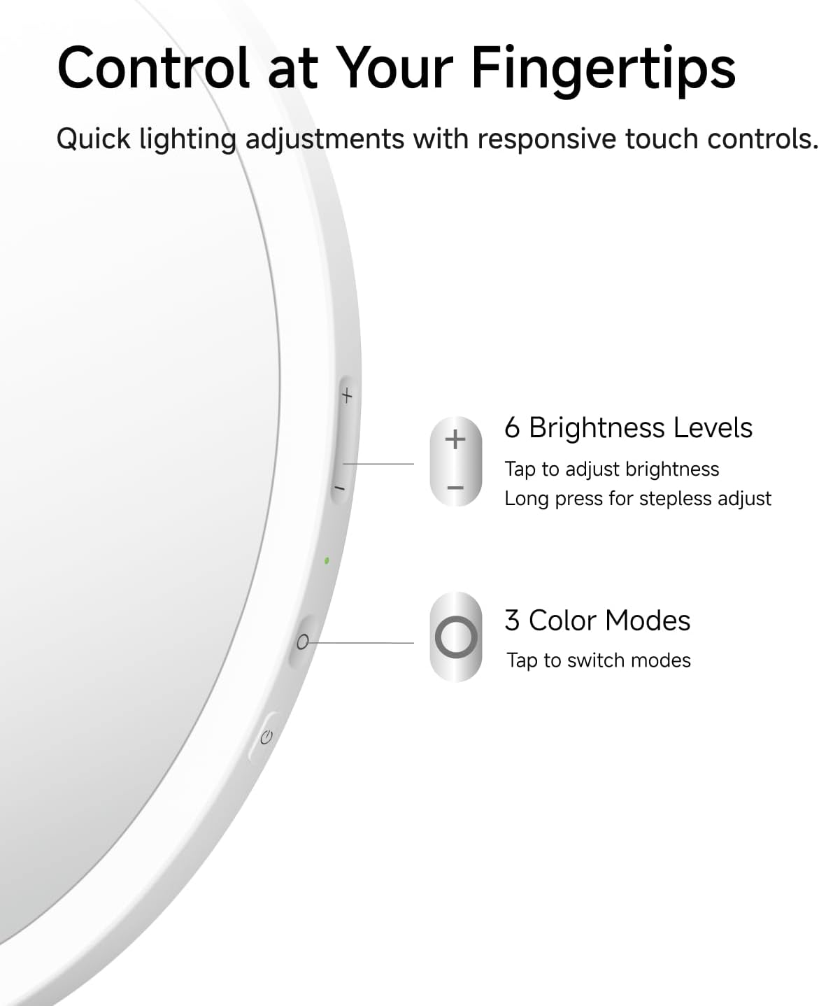 Detalle 2 de Laifen Pearl White Lighted Makeup Mirror with Adjustable Lighting and Aluminium Frame