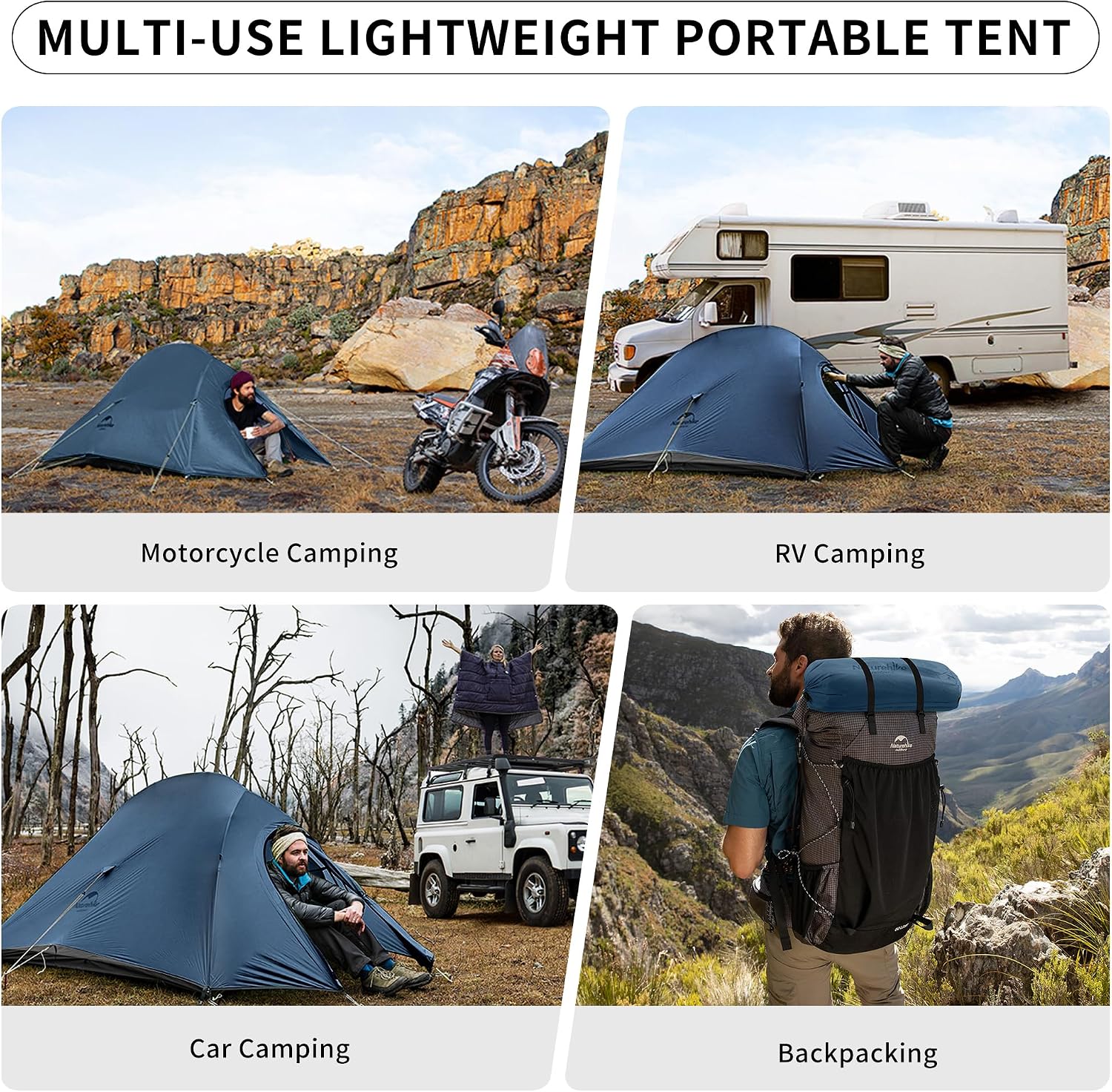 Detalle de Naturehike Cloud Up Pro/Base/UL/EXT Zelt 2 Personen – Leichtes Kuppelzelt für Outdoor-Trekking