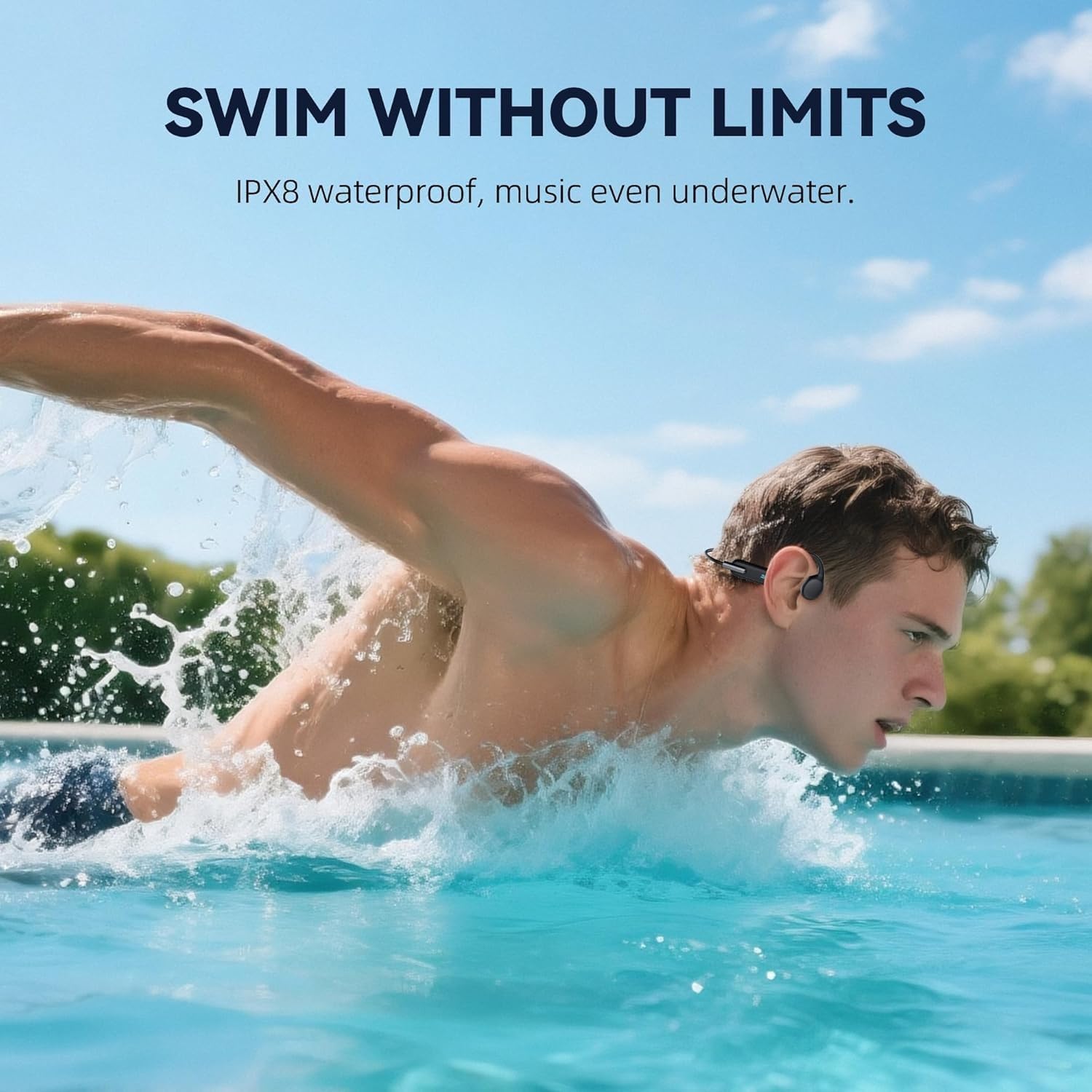 Detalle 2 de HIFI WALKER T10 Air Knochenschall Kopfhörer – IPX8 Wasserdicht, 32 GB MP3-Player, Open-Ear Bluetooth 5.3