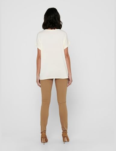 Detalle de ONLY ONLMOSTER S/S O-Neck TOP NOOS JRS – Damen T‑Shirt mit Umschlagbündchen