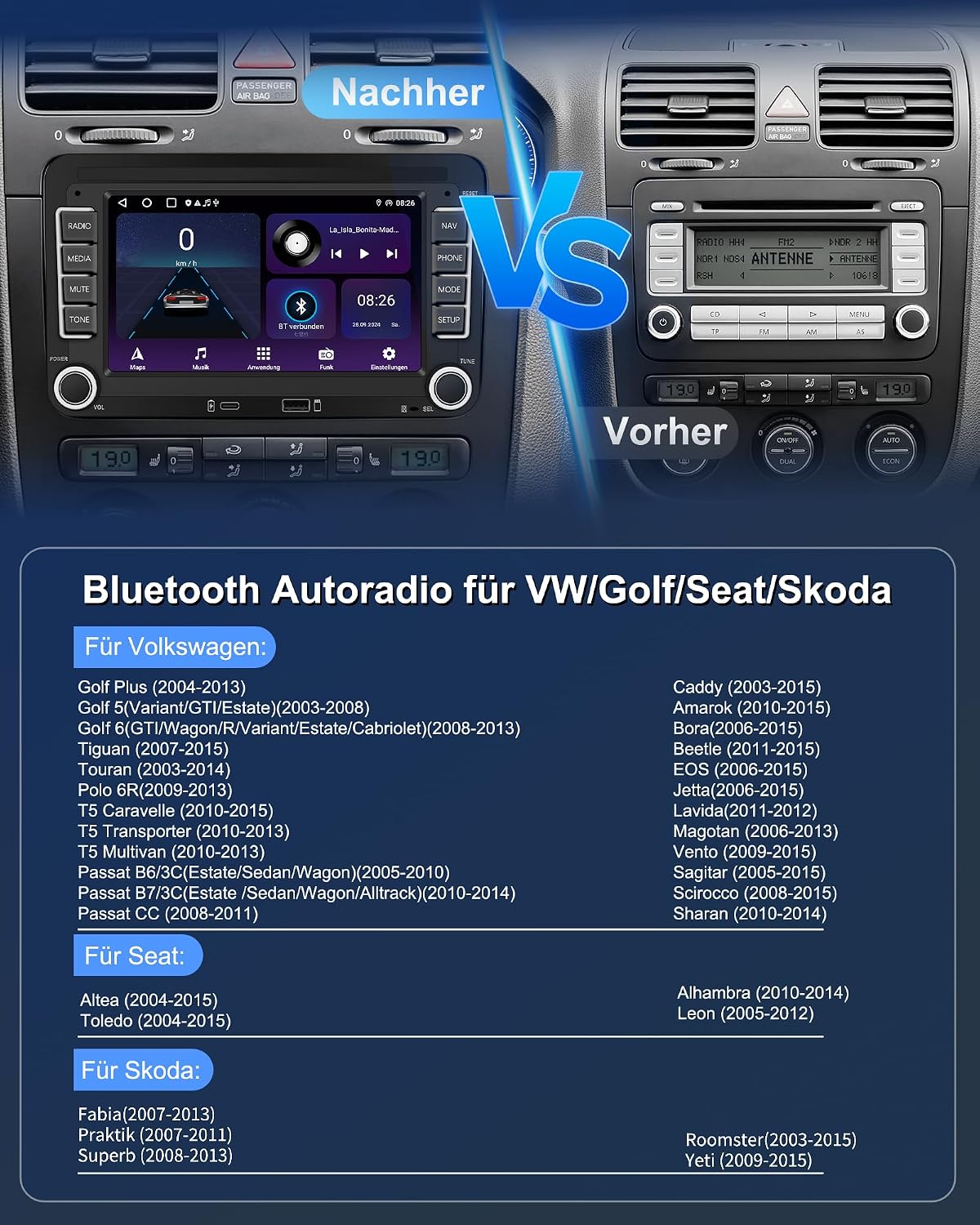 Thumbnail 2 de Ledio Autoradio mit Bildschirm VW Golf 5/6