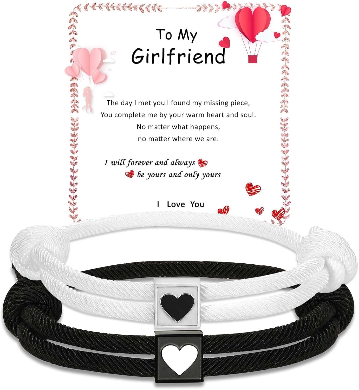 Thumbnail 6 de Valentin Geschenk Frau – Pärchen Armbänder | Verstellbares Rope Armband mit Herzanhänger