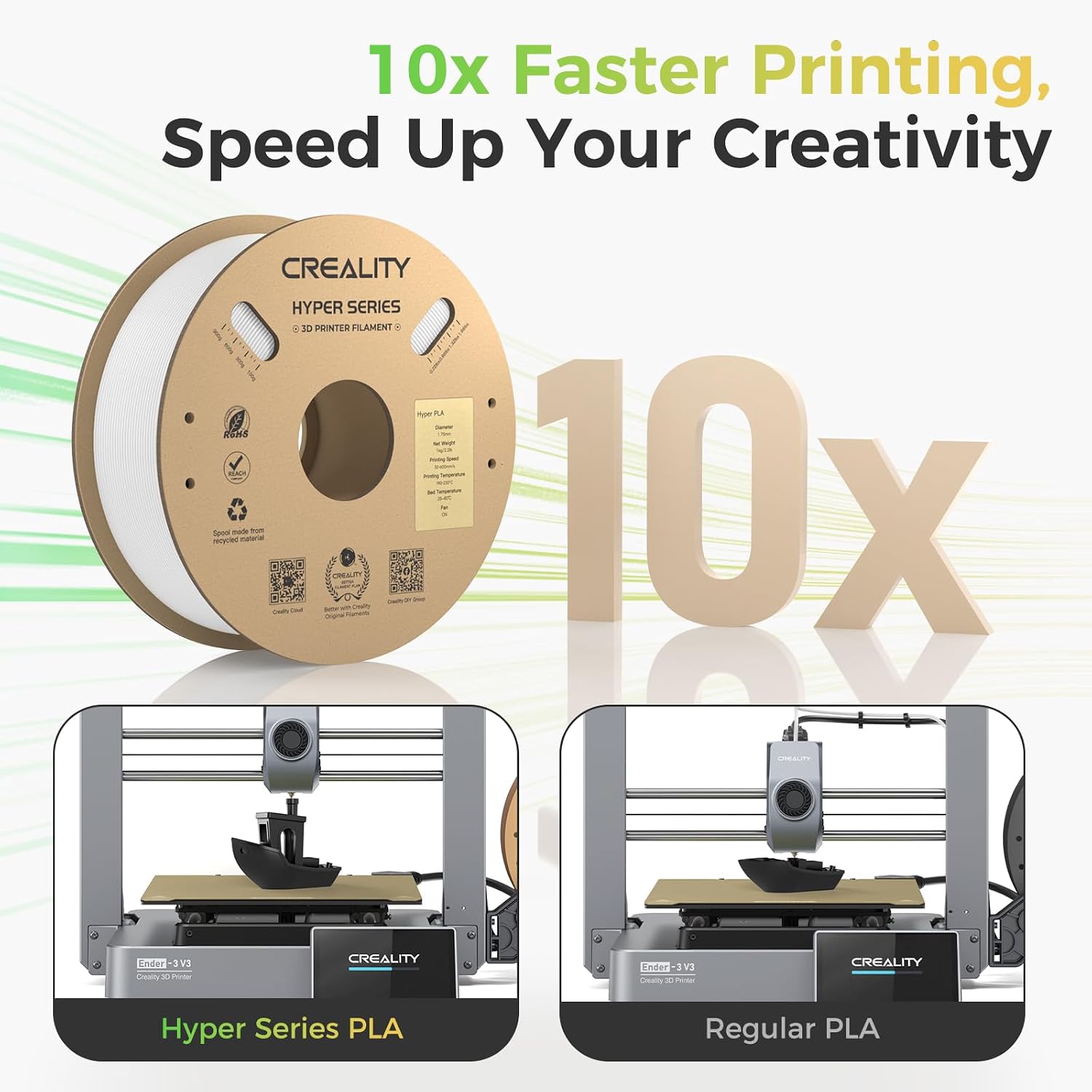 Detalle de Creality Official Hyper PLA Filament Weiß (1 kg) – Hochgeschwindigkeits-3D-Druckmaterial mit Maßgenauigkeit