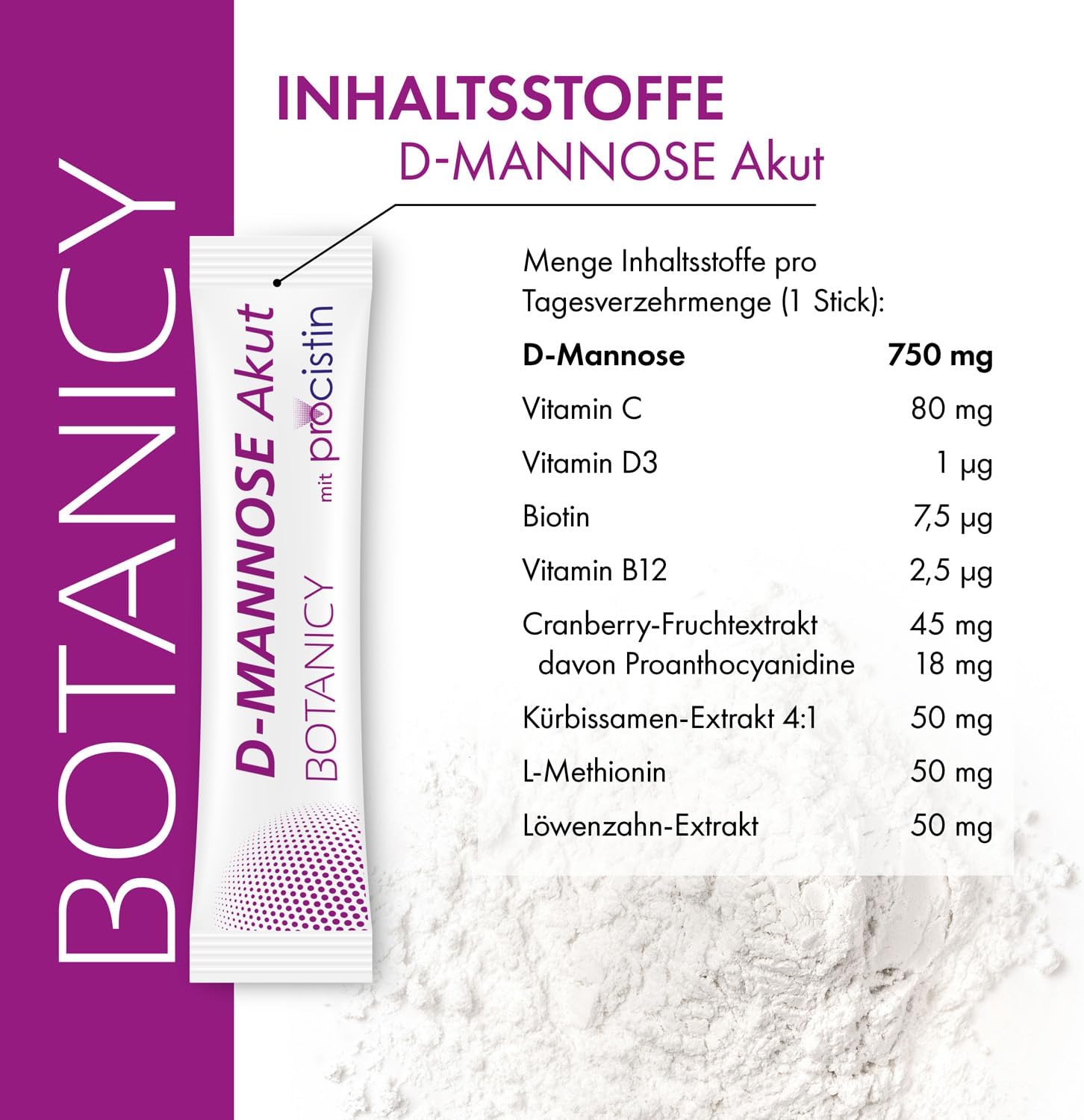 Thumbnail 4 de BOTANICY D-Mannose + Cranberry akut – PROCISTIN D-Mannose Pulver mit Cranberry, 36 Sticks