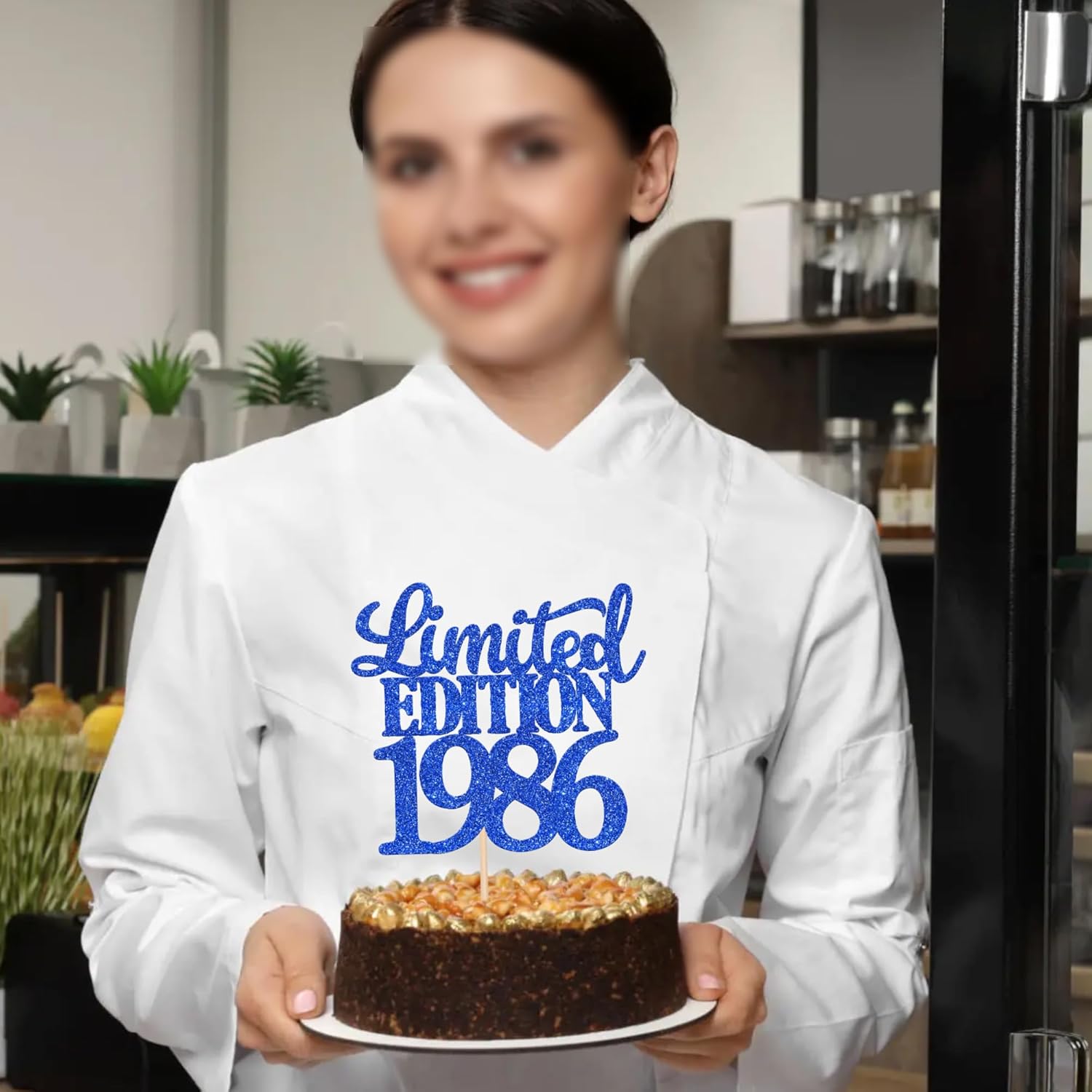 Thumbnail 5 de Limited Edition 1986 Cake Topper Glitzer – 40. Geburtstag, Blau, 23,5 cm