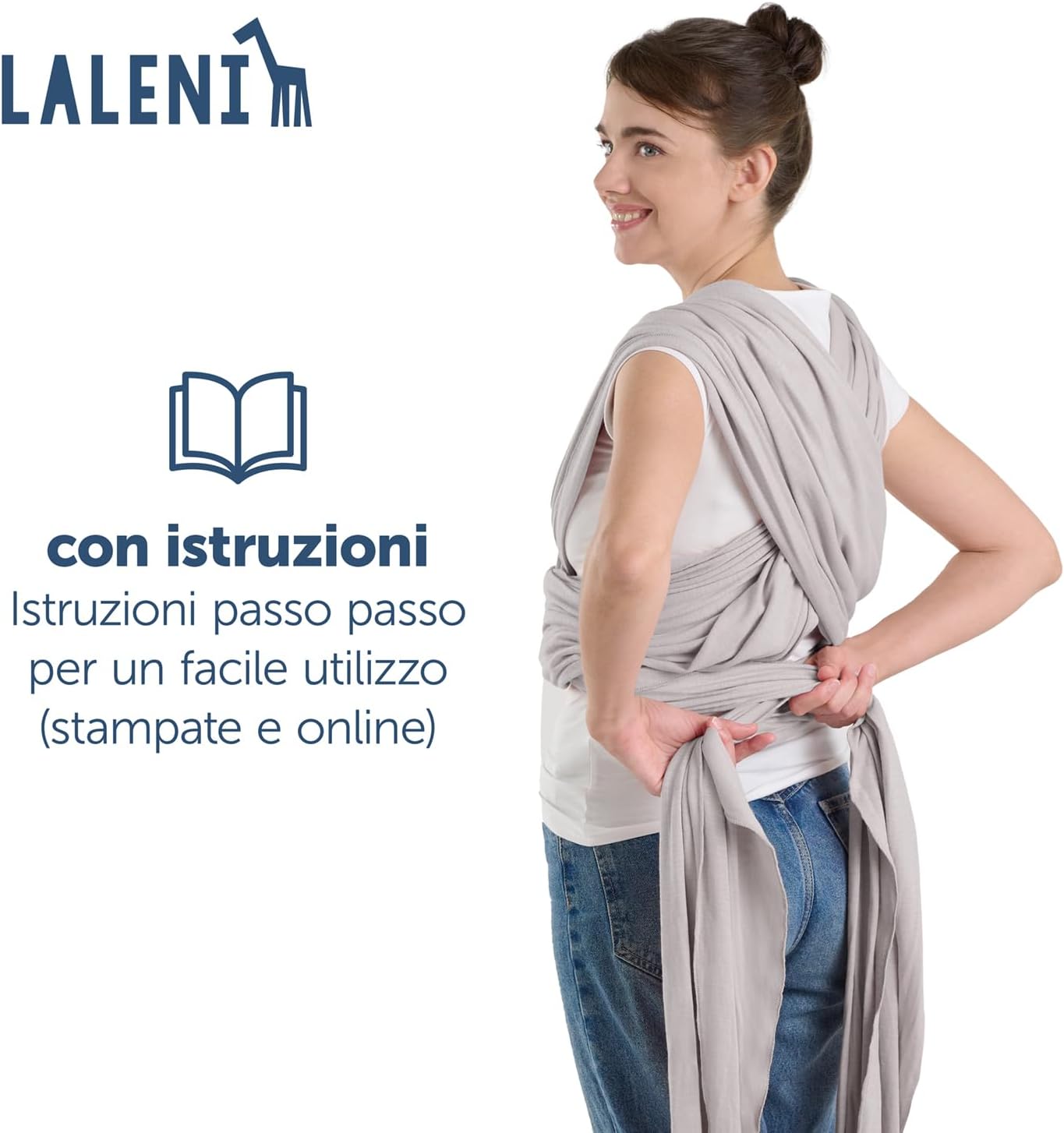 Thumbnail 6 de Laleni Fascia Porta Bebè Neonato in cotone elastico morbido OEKO-TEX, lunga 5,10 m, fino a 15 kg (grigio chiaro)