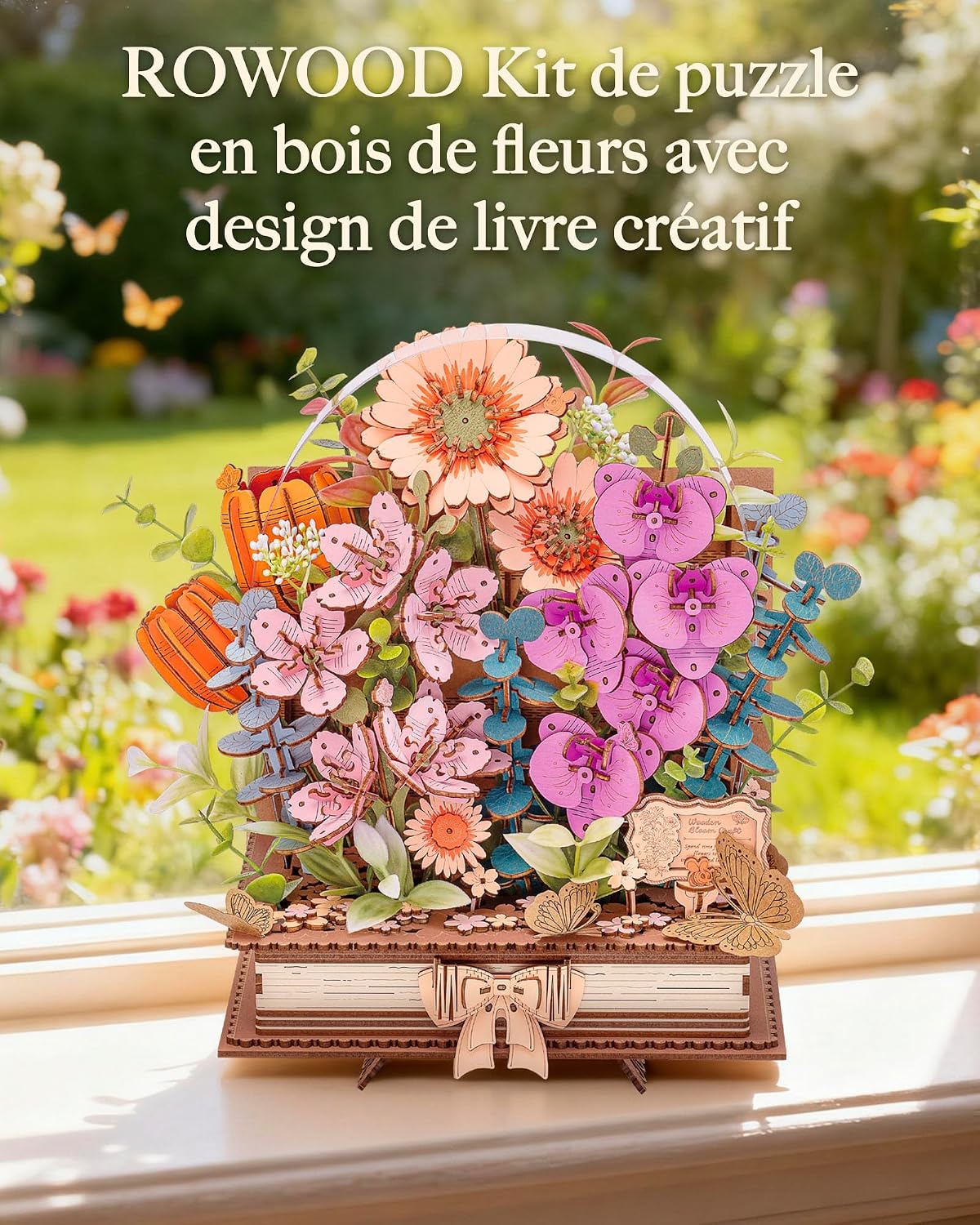 Thumbnail 6 de ROWOOD Puzzle de fleurs en bois 3D – Livre de floraison à monter soi-même