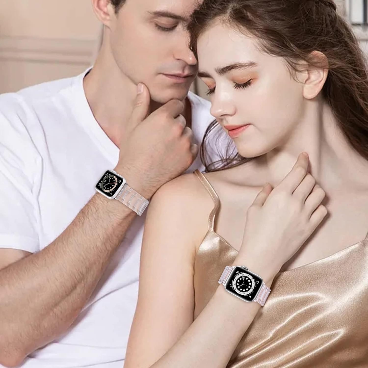 Detalle 2 de V.R.HOPE Harz Armband für Apple Watch – Transparent-Silber, 38–46 mm