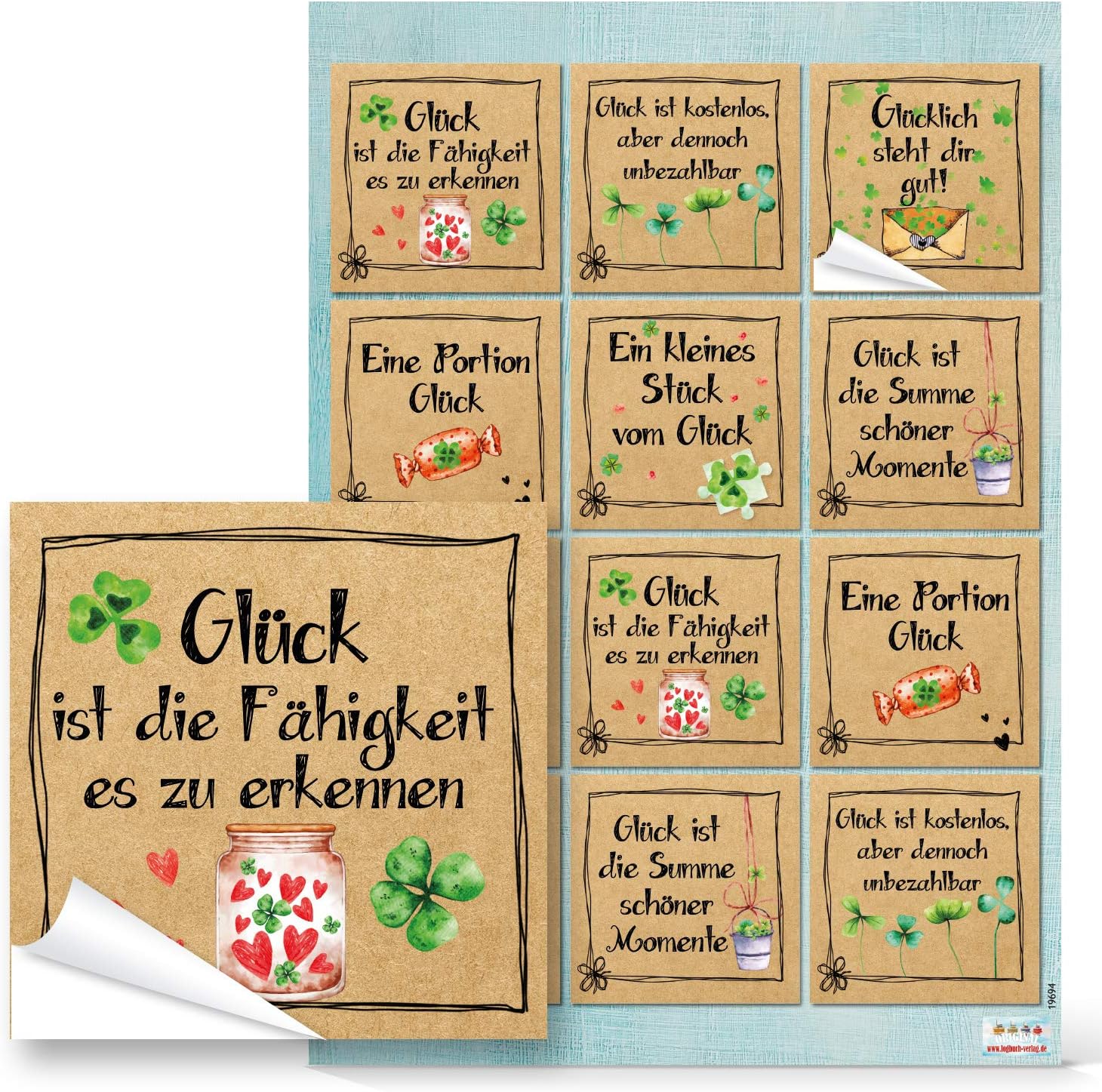 Detalle 2 de Logbuch-Verlag: 24 adesivi motivazionali pastello 6x6 cm – confezione regalo