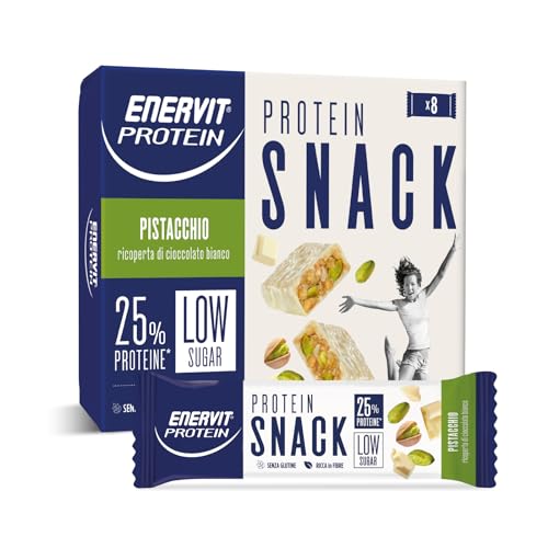 Detalle de Enervit Protein Snack Pistacchio e Cioccolato Bianco – Barrette proteiche senza glutine, 8 x 27 g