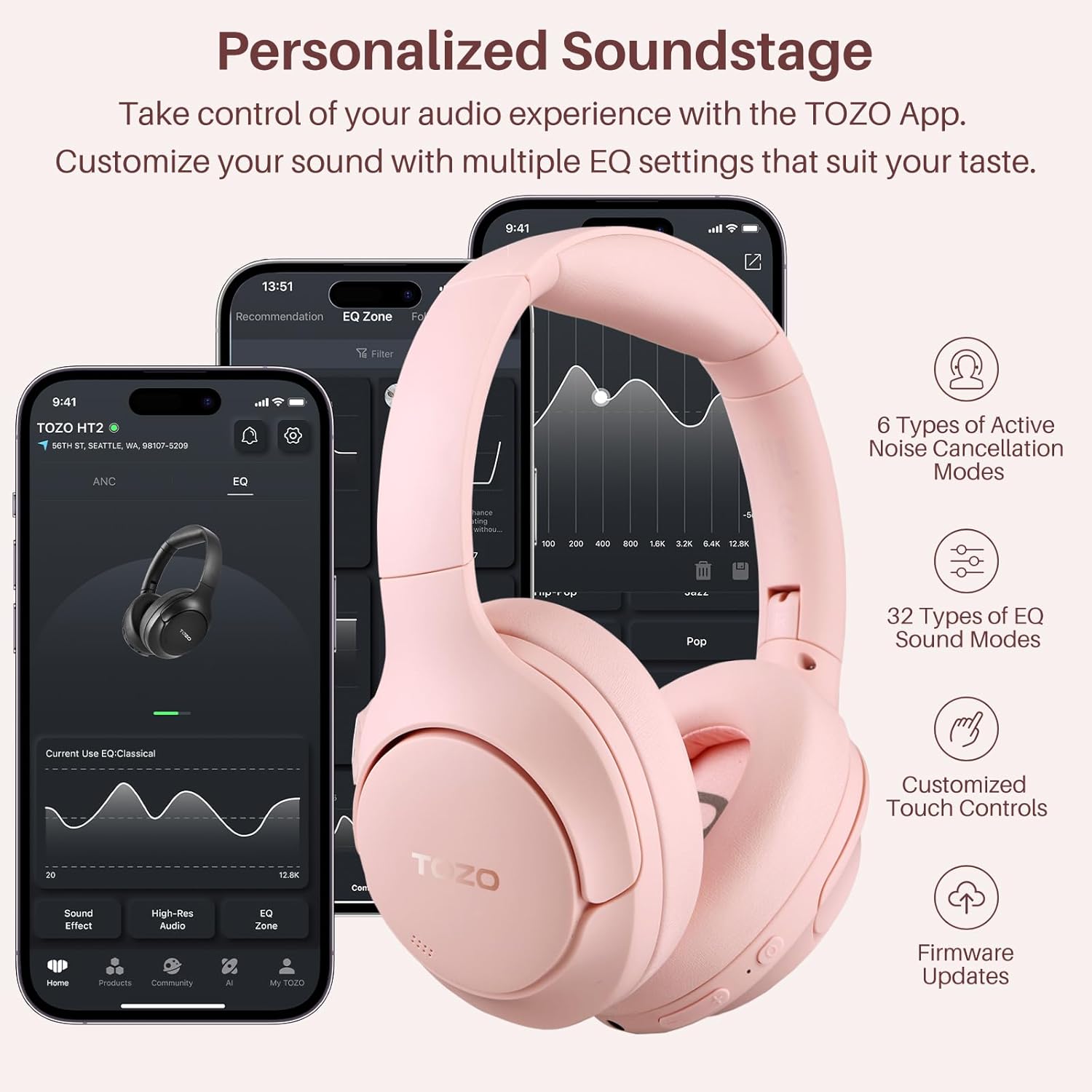 Detalle 2 de TOZO HT2 Hybrid ANC Headphones review