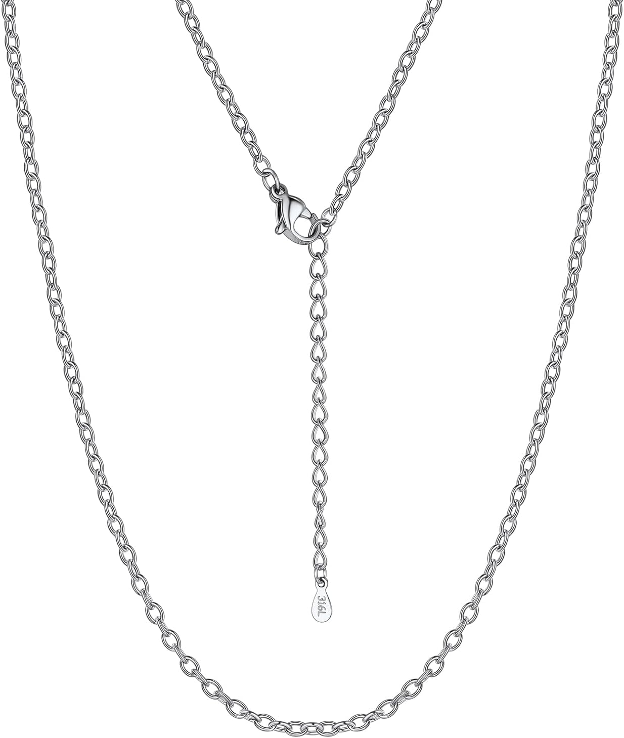 Detalle de Suplight Gliederkette Damen ohne Anhänger aus Edelstahl – Charm Choker Kette, 1,4/2,5 mm, Länge 35–76 cm + 2 cm