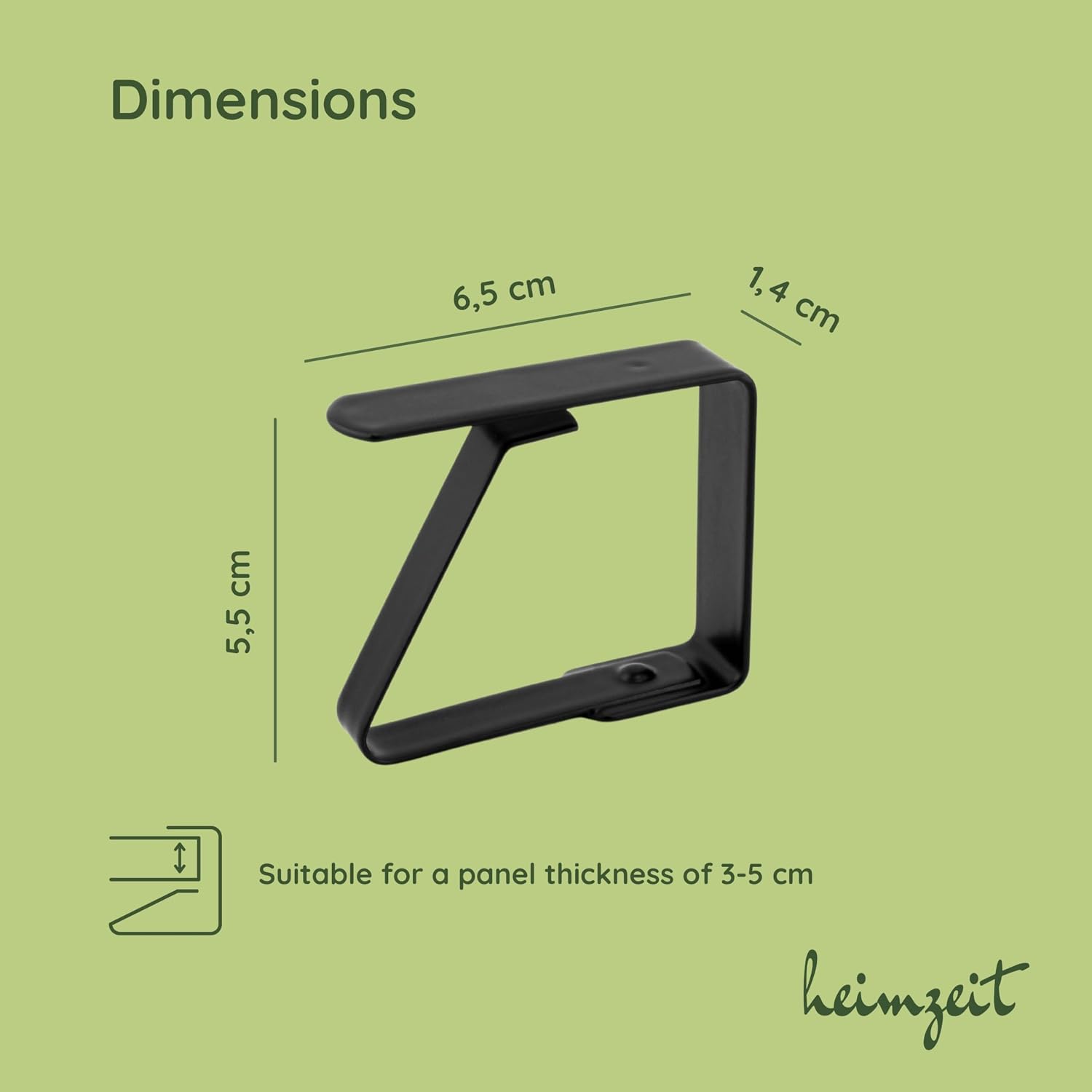 Detalle 2 de heimzeit Tablecloth Clips, Black Stainless Steel, 6 Pieces for 3–5 cm Tables