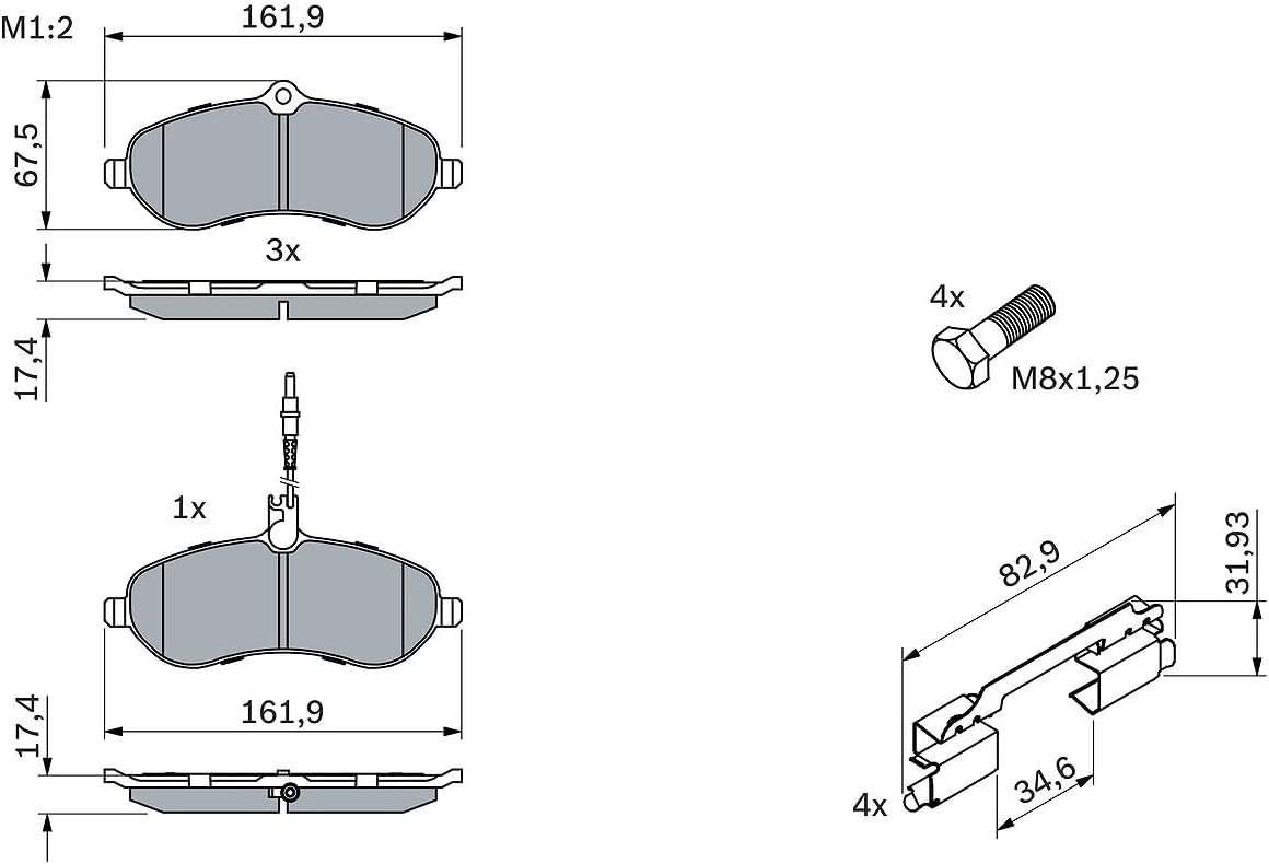 Thumbnail 4 de Bosch BP1074 — Plaquettes de frein pour essieu avant (4 pièces) certifiées ECE-R90