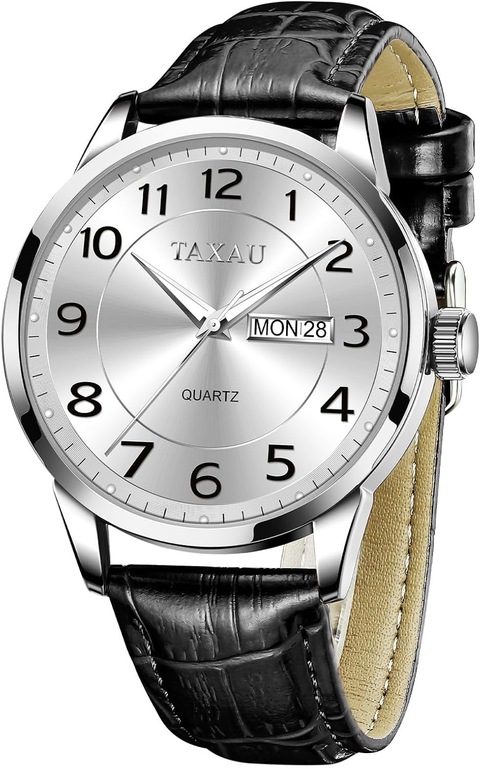Thumbnail 6 de Taxau Herren: Wasserdichte Uhr mit Lederband, lumineszierendem Zifferblatt und Datum