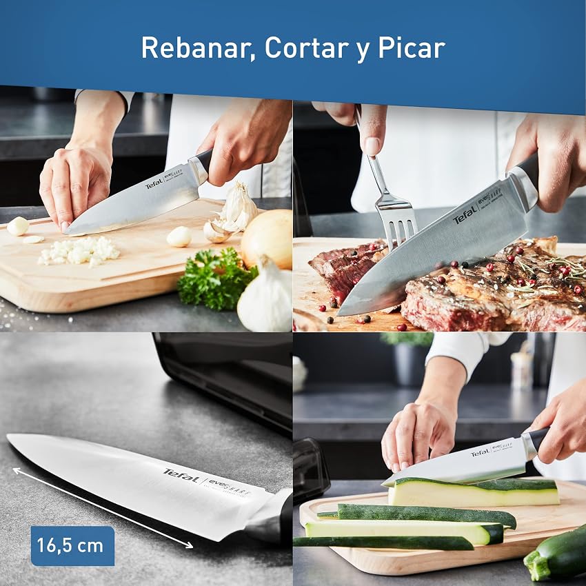 Detalle de Tefal Ever Sharp - Cuchillo chef 16.5 cm 🔪, afilador integrado