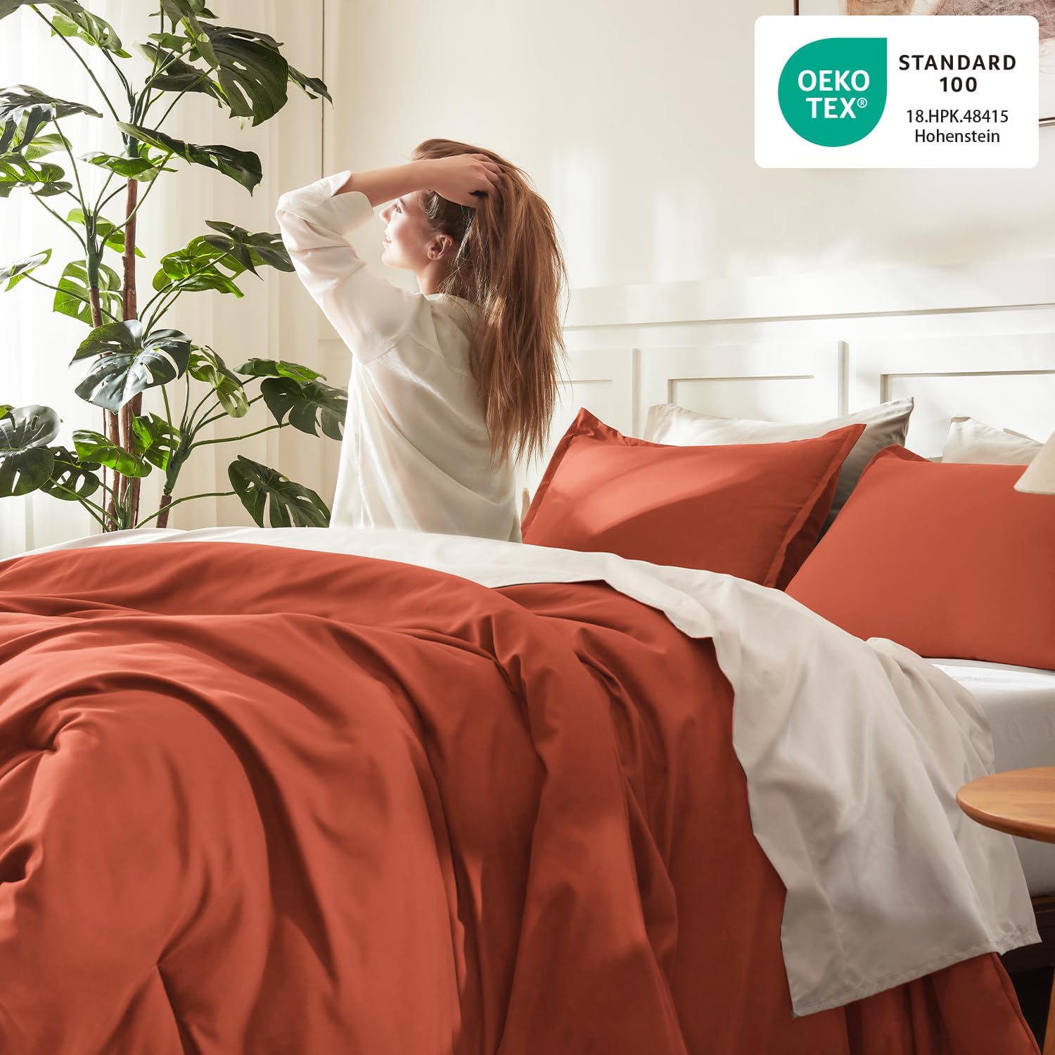 Thumbnail 3 de Litanika Comforter King Size Bed Set Burnt Orange – 3 Pieces