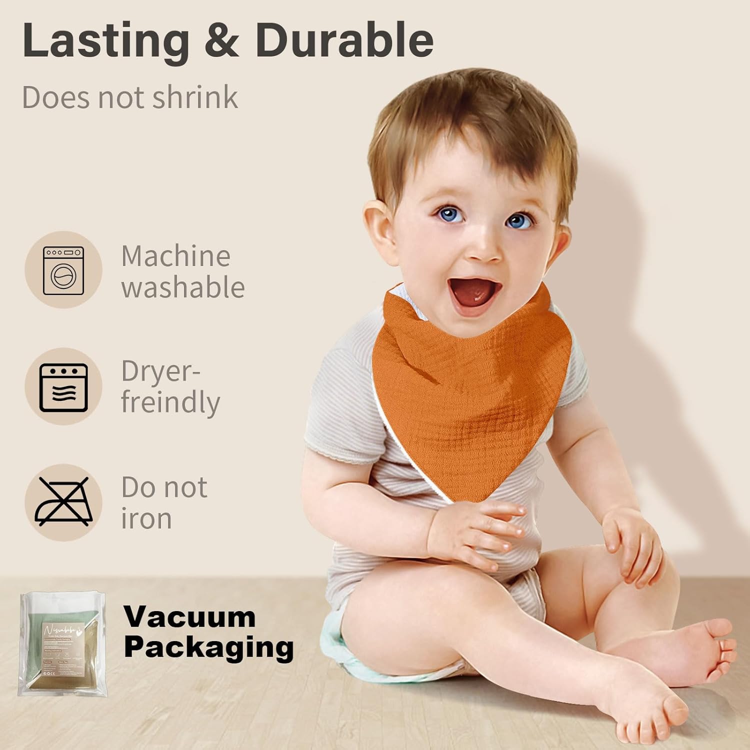 Thumbnail 3 de NISXABEBE Muslin Baby Bandana Bibs 6 Pack with Adjustable Nickel-Free Snaps