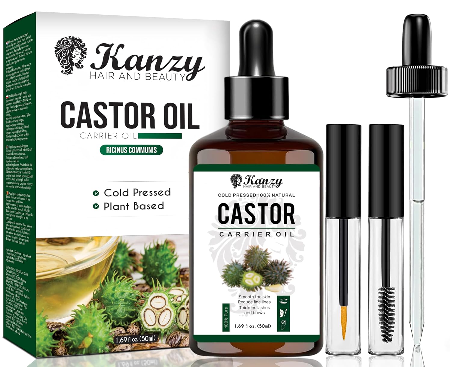 Detalle de Kanzy Rizinusöl 50ml für Haare und Haut