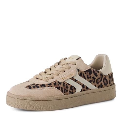 Detalle de Tamaris Damen Sneaker Leder, braun, 40 EU – bequemer Alltagsbegleiter mit Wechselsohle
