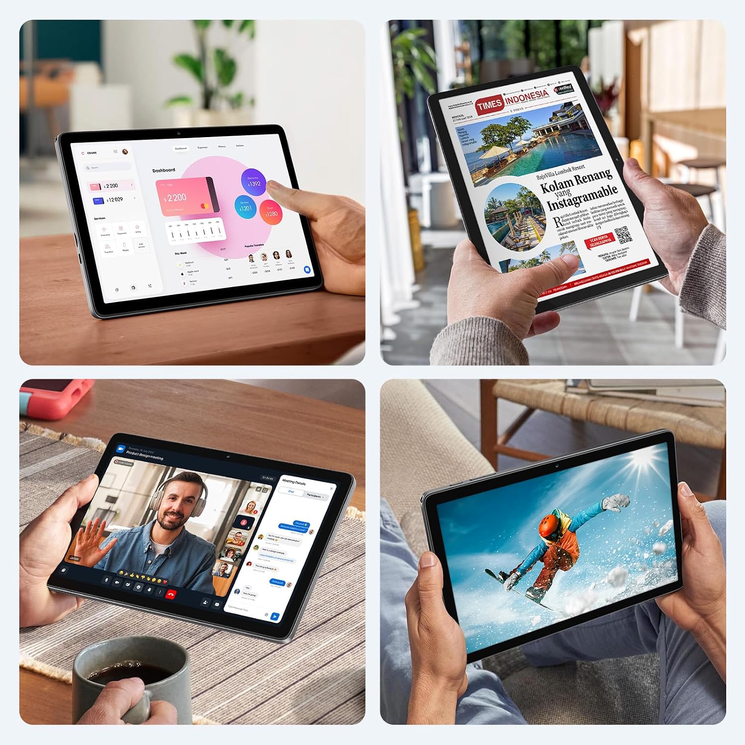 Detalle de Tablet 10 Zoll Android 15 mit Hülle, Maus & Tastatur, Octa-Core, 24 GB RAM + 128 GB ROM + 1 TB TF, 1280x800 HD IPS-Display