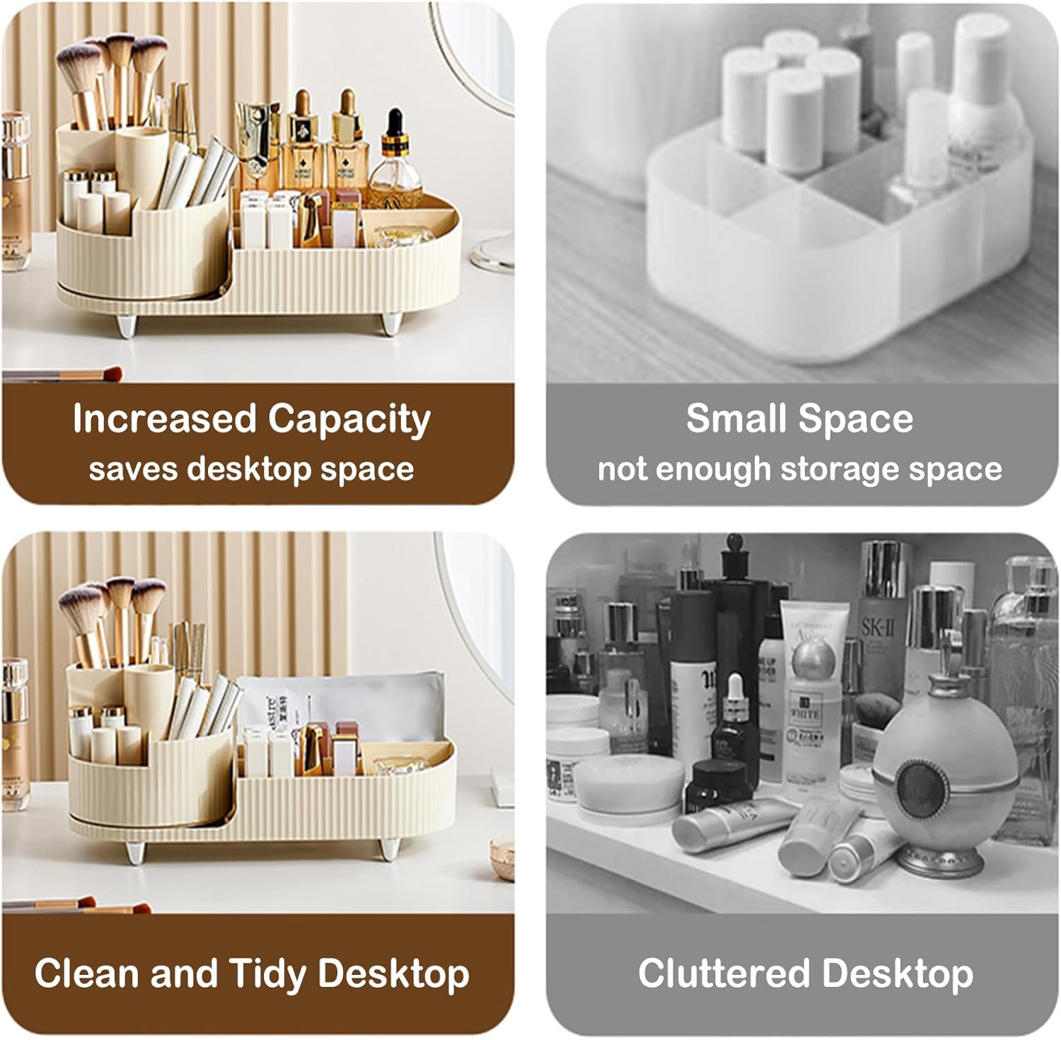 Thumbnail 5 de 360° Rotating Vanity Makeup Organizer — Large 🎀