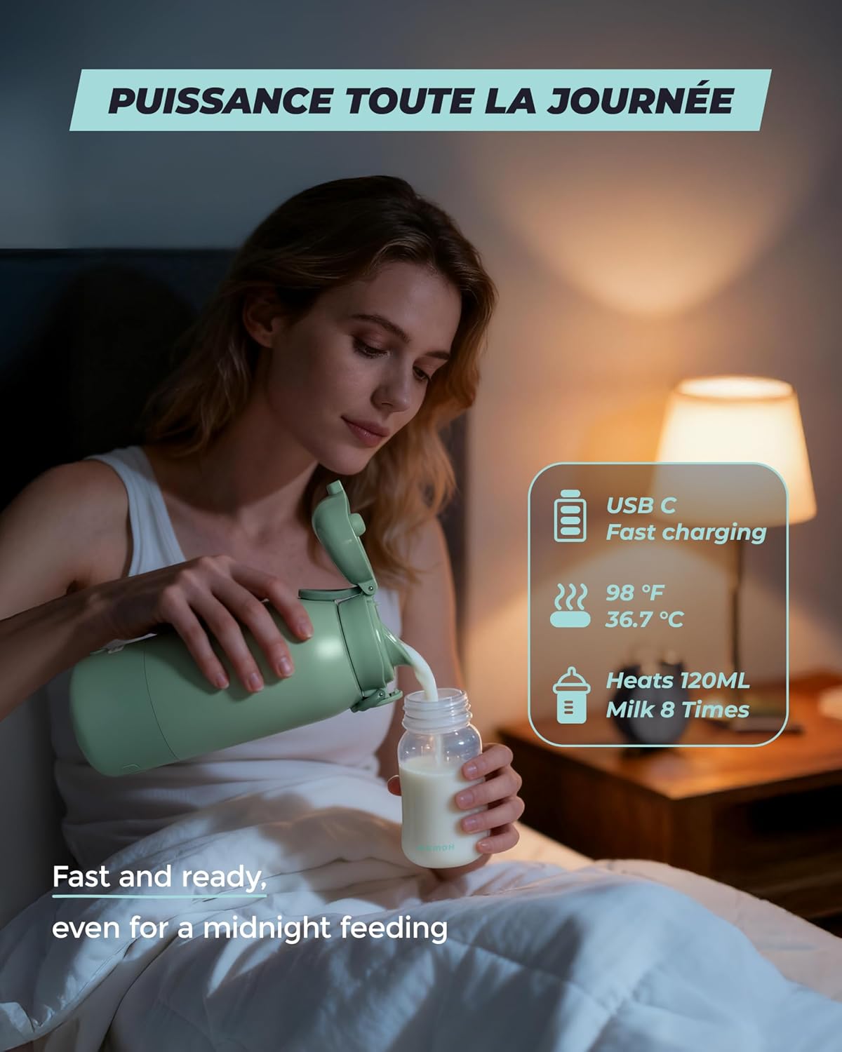 Thumbnail 6 de Chauffe-biberon portable Wemoh avec auto-nettoyage et contrôle de température précis – 60 ml en 2 min, 8 chauffages par charge (450 ml)