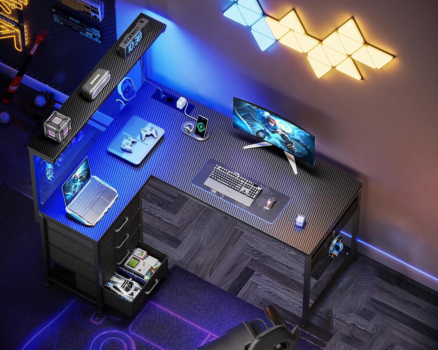 Detalle 2 de Coleshome Escritorio Gaming 130x100 LED