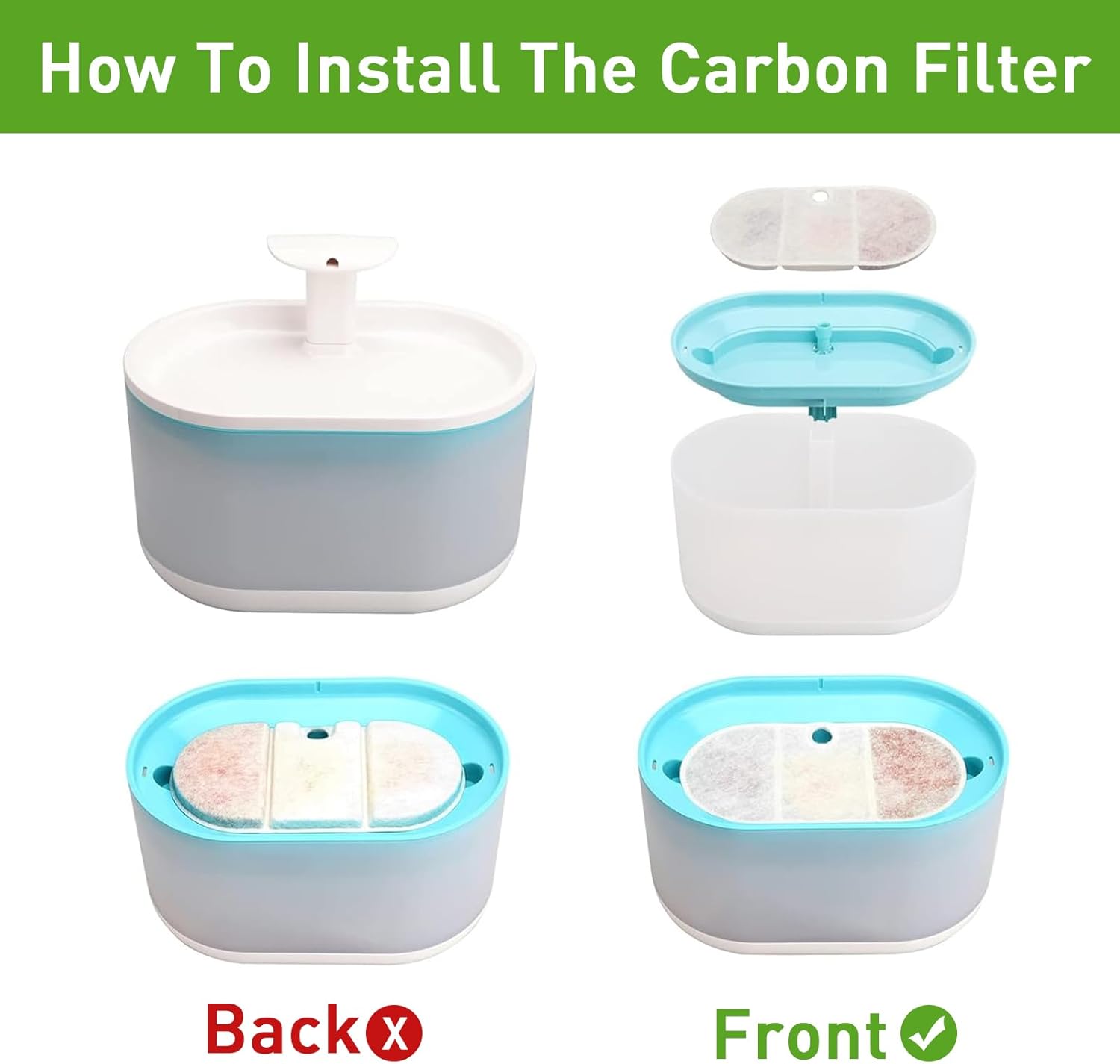 Thumbnail 3 de anyuan boy 10-Pack Pet Water Fountain Filter Replacement Set (Activated Carbon & Foam Sponge) for 2.1L Cat Fountain PLWF002