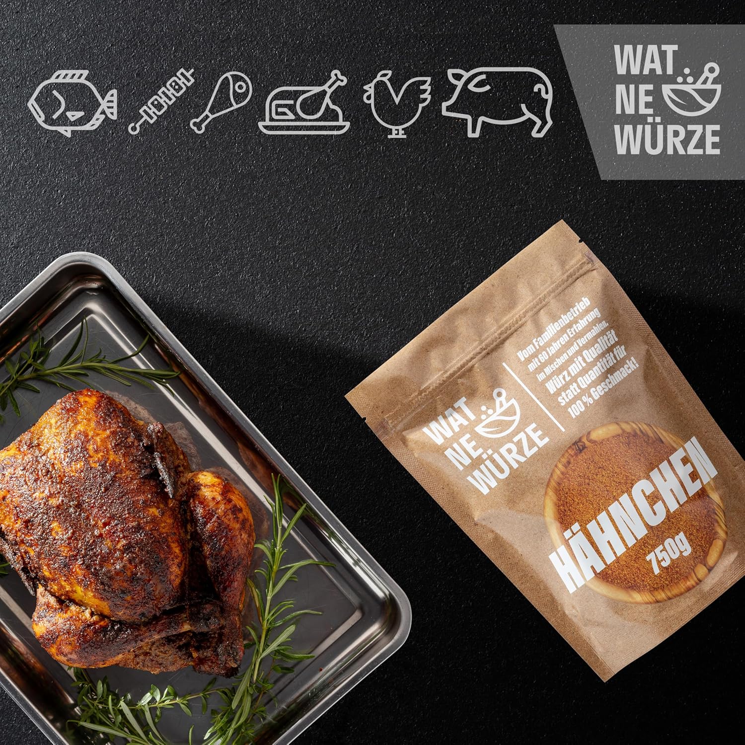 Thumbnail 3 de WAT NE WÜRZE Chicken Rub Hähnchengewürz (750 g) – Gewürzsalz für Brathähnchen, Wings & mehr