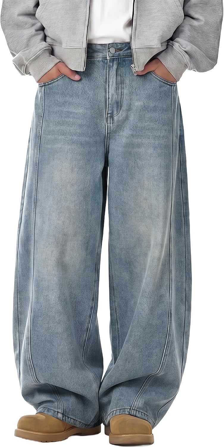 Detalle de Icymay Mens Baggy Jeans, Wide-Leg Loose-Fit Denim for Y2K Streetwear