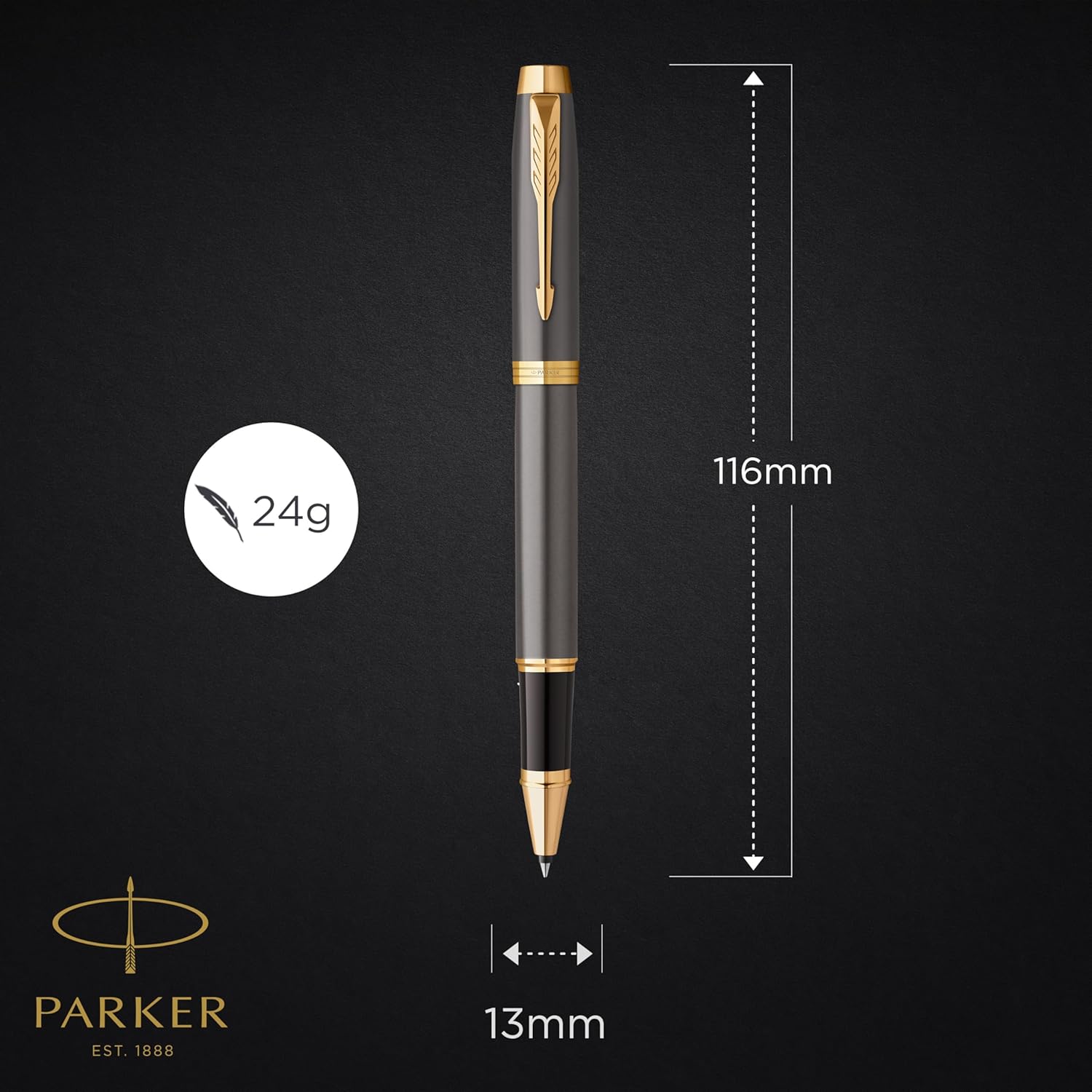 Thumbnail 2 de PARKER Bolígrafo Roller IM Gris con Adornos Dorados