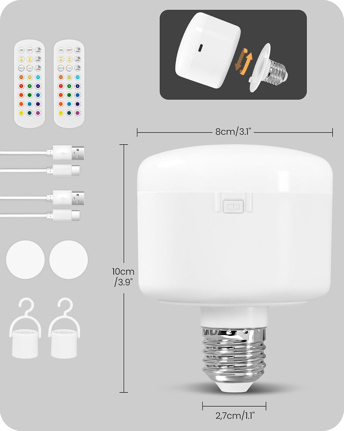 Detalle de GOEBLESON E27 rechargeable LED bulb 5400mAh